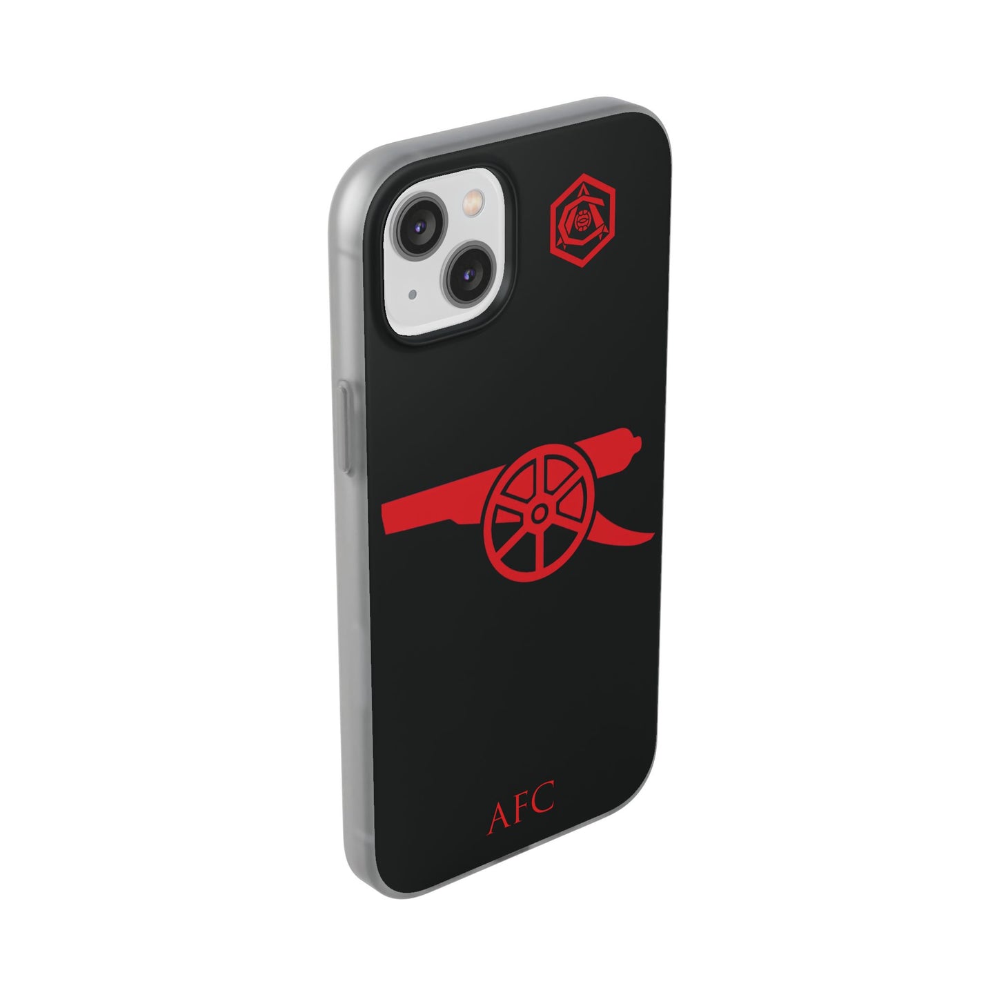 Arsenal Cannon & Monogram Black iPhone Flexi Case - iPhone 16, 15, 14, Plus/Pro/Pro Max