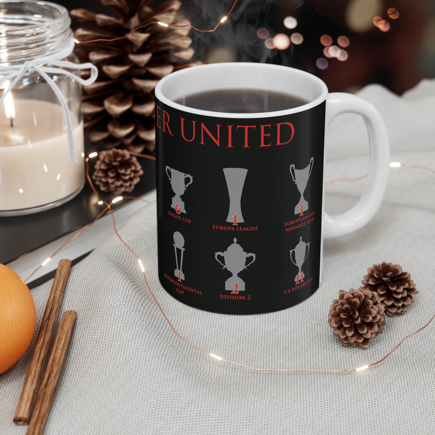 Manchester United Trophies Mug - Black