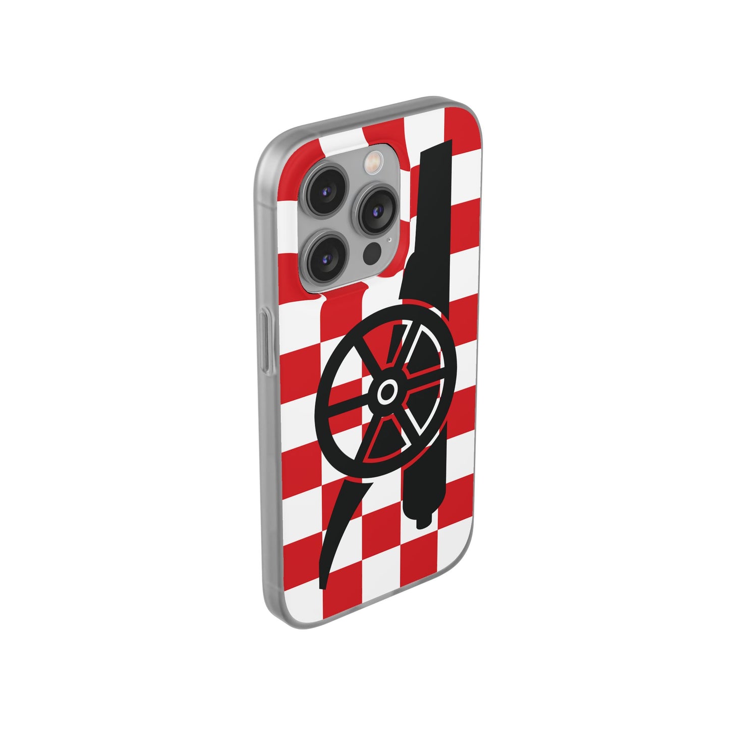 Arsenal Cannon Red & White Chequered iPhone Flexi Case - iPhone 16, 15, 14, Plus/Pro/Pro Max