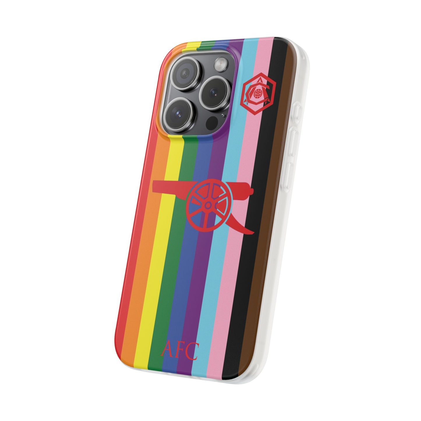 Arsenal Cannon & Monogram Rainbow iPhone Flexi Case - iPhone 16, 15, 14, Plus/Pro/Pro Max