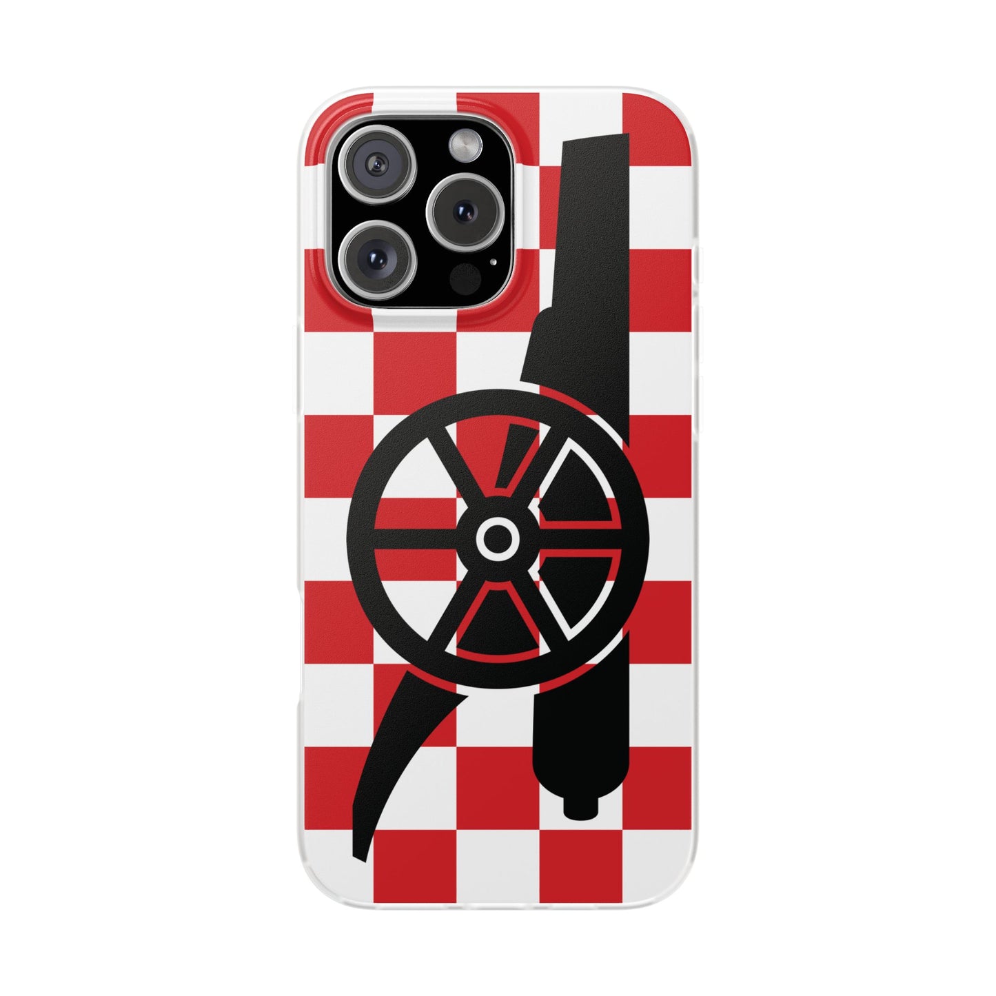 Arsenal Cannon Red & White Chequered iPhone Flexi Case - iPhone 16, 15, 14, Plus/Pro/Pro Max