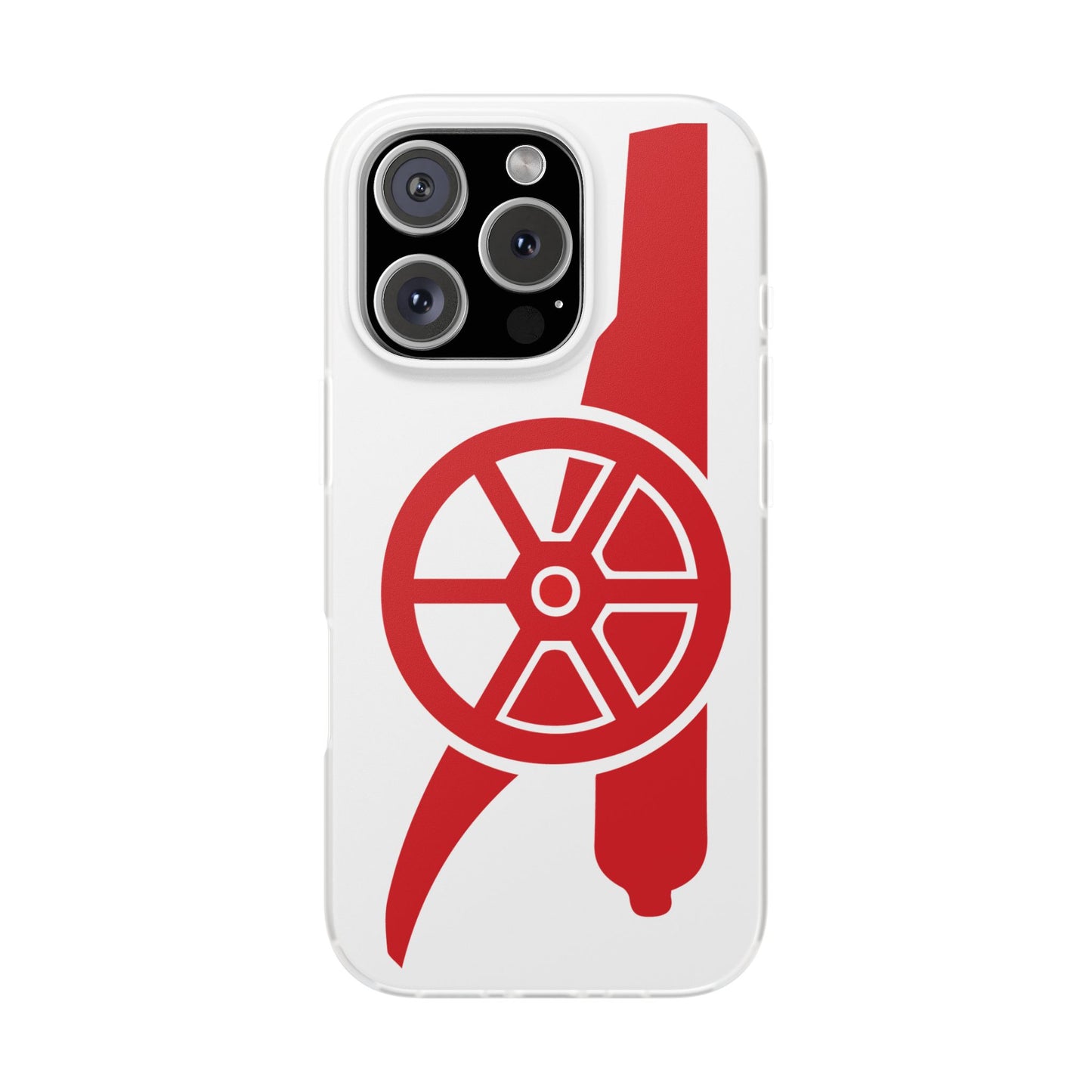 Arsenal Cannon White iPhone Flexi Case - iPhone 16, 15, 14, Plus/Pro/Pro Max