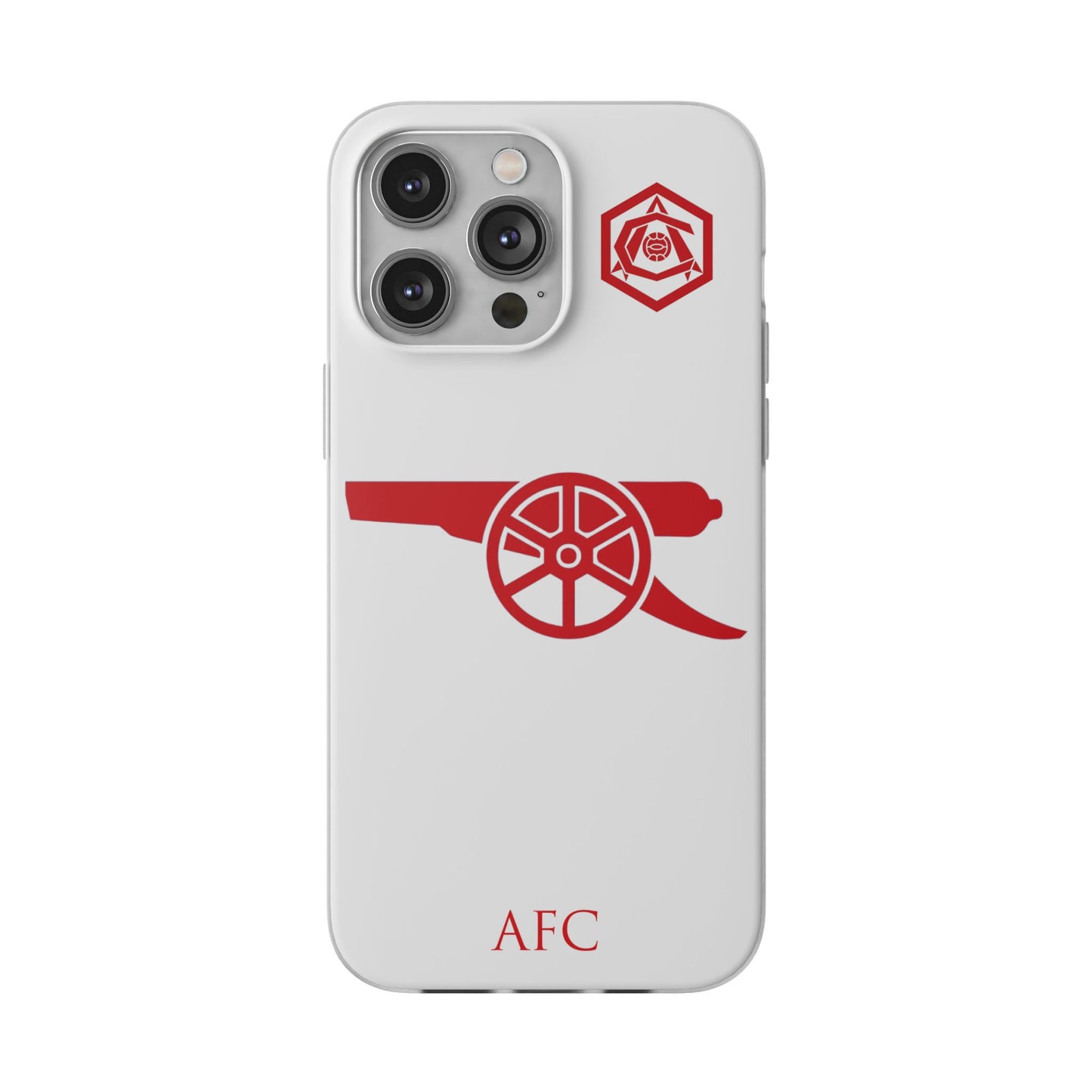 Arsenal Cannon & Monogram White iPhone Flexi Case - iPhone 16, 15, 14, Plus/Pro/Pro Max