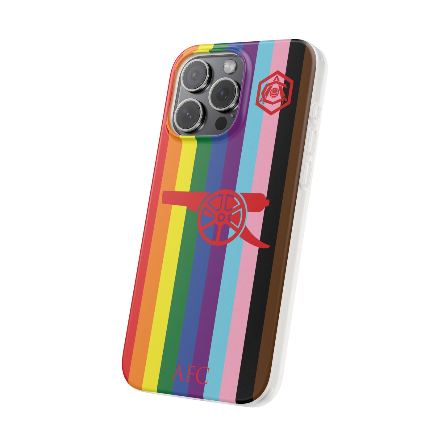 Arsenal Cannon & Monogram Rainbow iPhone Flexi Case - iPhone 16, 15, 14, Plus/Pro/Pro Max