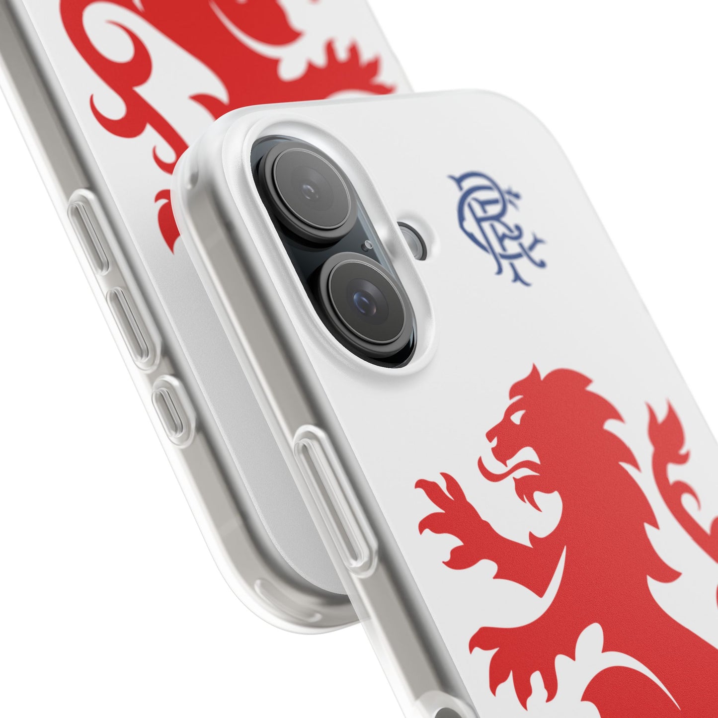 Rangers Lion & Monogram White iPhone Flexi Case - iPhone 16, 15, 14, Plus/Pro/Pro Max