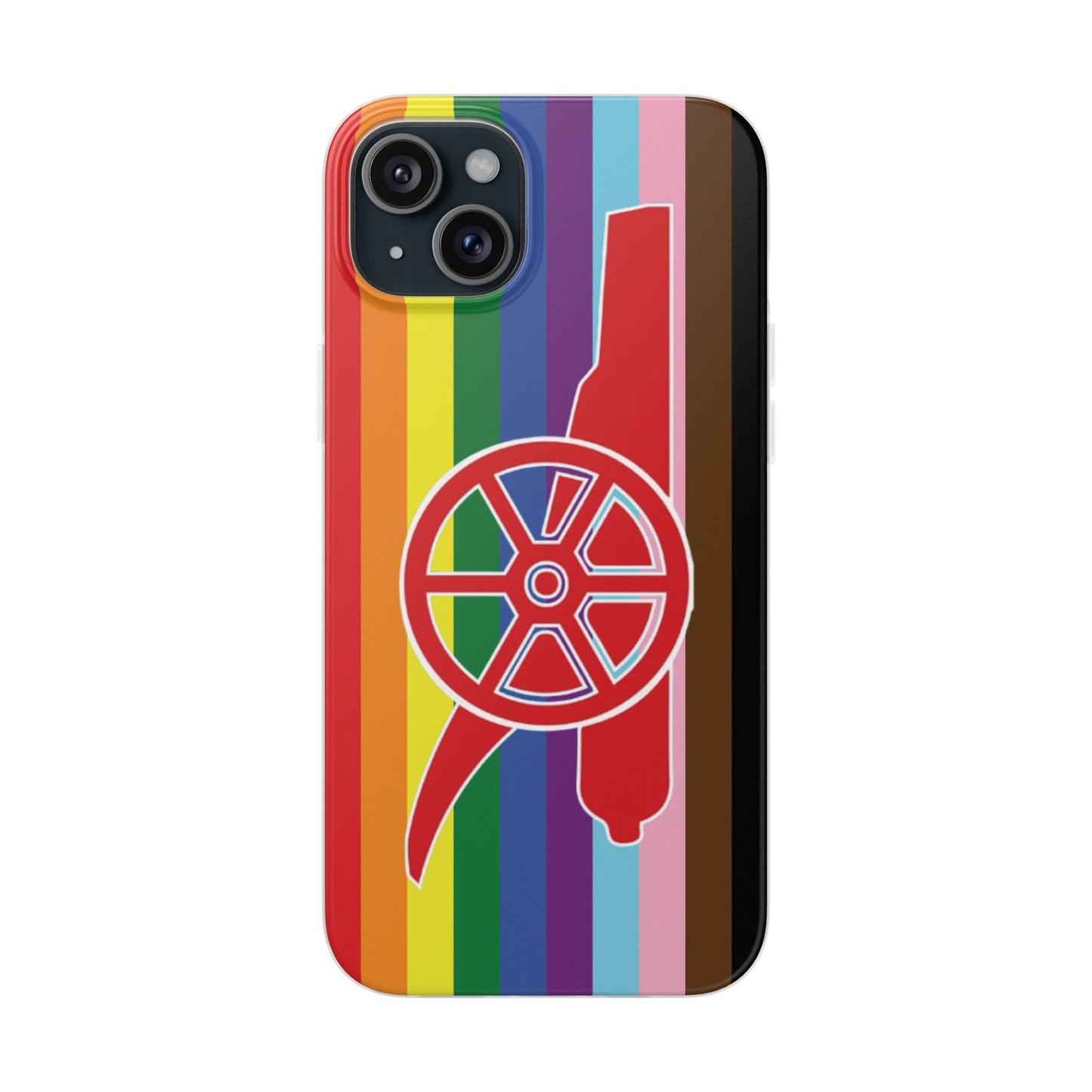 Arsenal Cannon Rainbow iPhone Flexi Case - iPhone 16, 15, 14, Plus/Pro/Pro Max