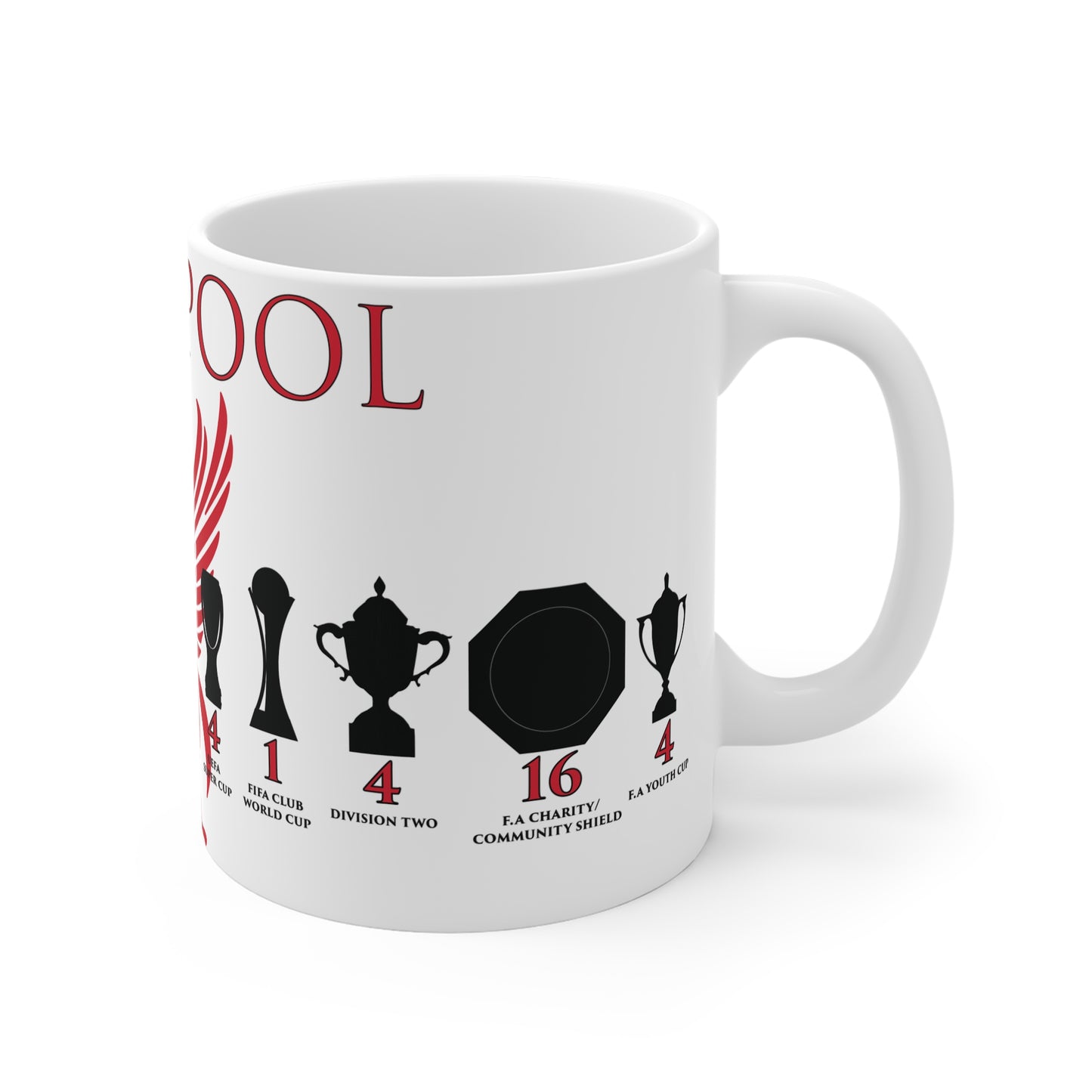 Liverpool Trophies & Liver Bird Mug - White