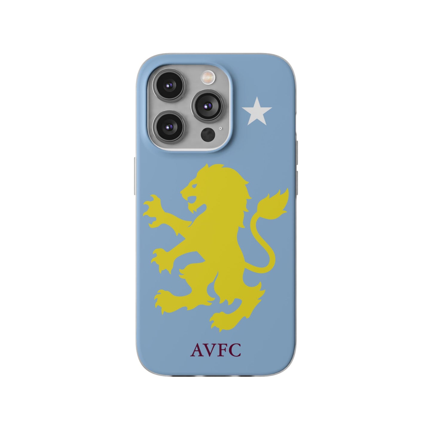 Aston Villa iPhone Flexi Case - iPhone 16, 15, 14, Plus/Pro/Pro Max - Blue, Yellow Lion