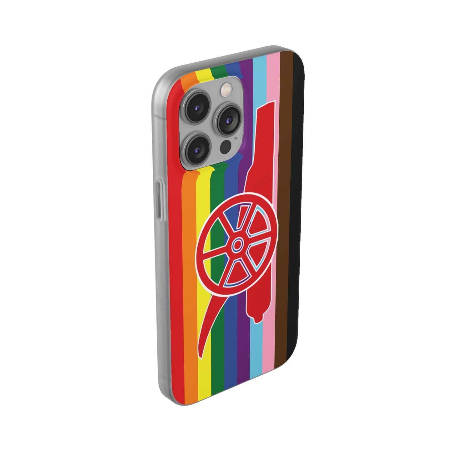 Arsenal Cannon Rainbow iPhone Flexi Case - iPhone 16, 15, 14, Plus/Pro/Pro Max