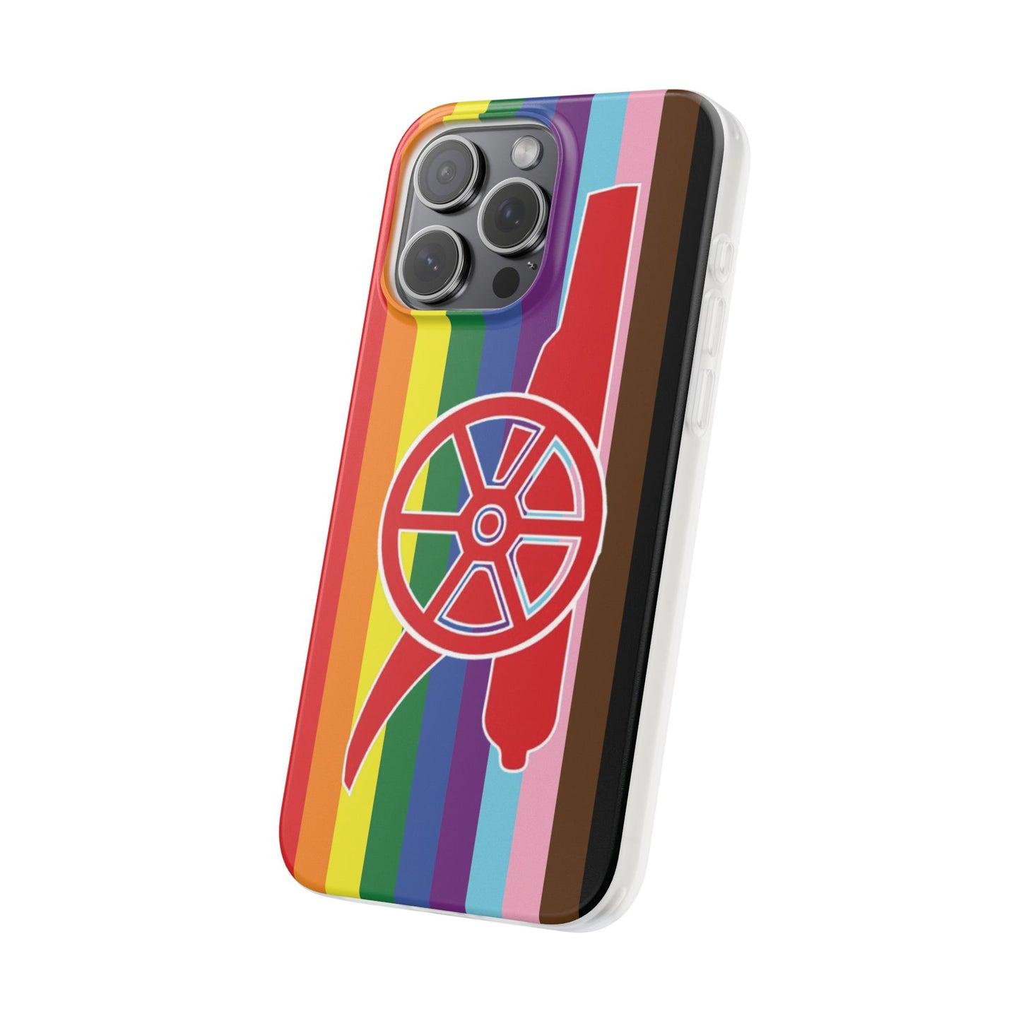 Arsenal Cannon Rainbow iPhone Flexi Case - iPhone 16, 15, 14, Plus/Pro/Pro Max