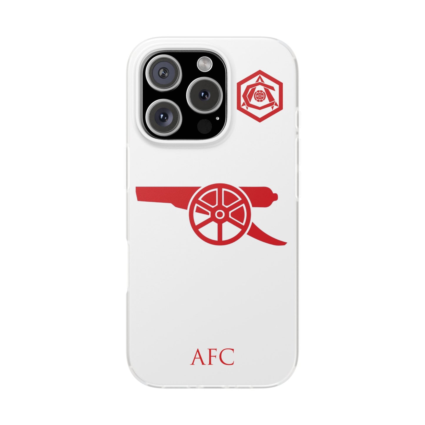 Arsenal Cannon & Monogram White iPhone Flexi Case - iPhone 16, 15, 14, Plus/Pro/Pro Max