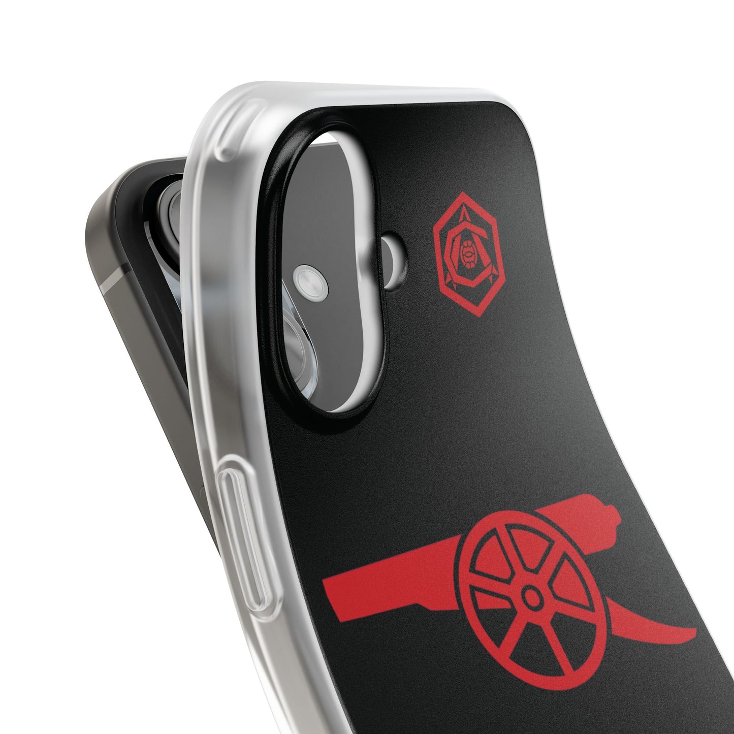 Arsenal Cannon & Monogram Black iPhone Flexi Case - iPhone 16, 15, 14, Plus/Pro/Pro Max