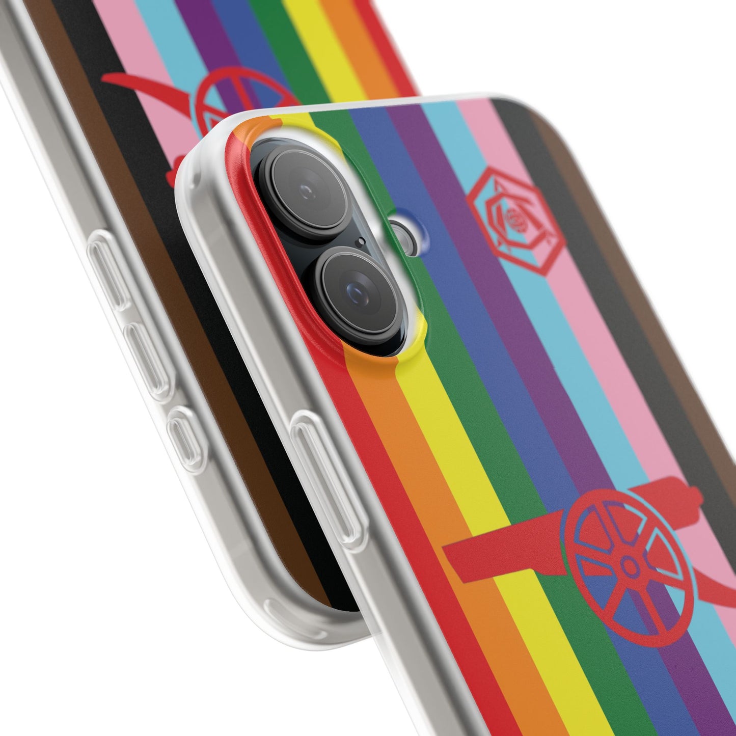 Arsenal Cannon & Monogram Rainbow iPhone Flexi Case - iPhone 16, 15, 14, Plus/Pro/Pro Max