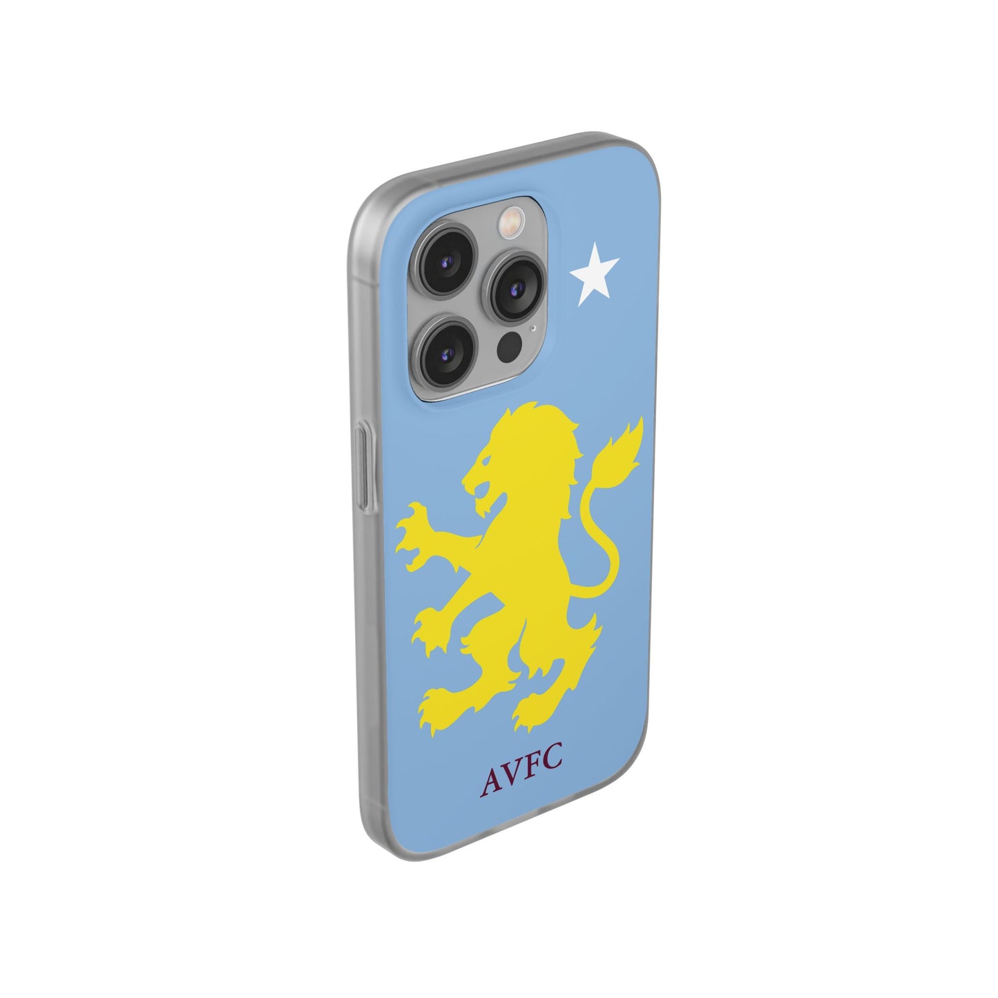 Aston Villa iPhone Flexi Case - iPhone 16, 15, 14, Plus/Pro/Pro Max - Blue, Yellow Lion