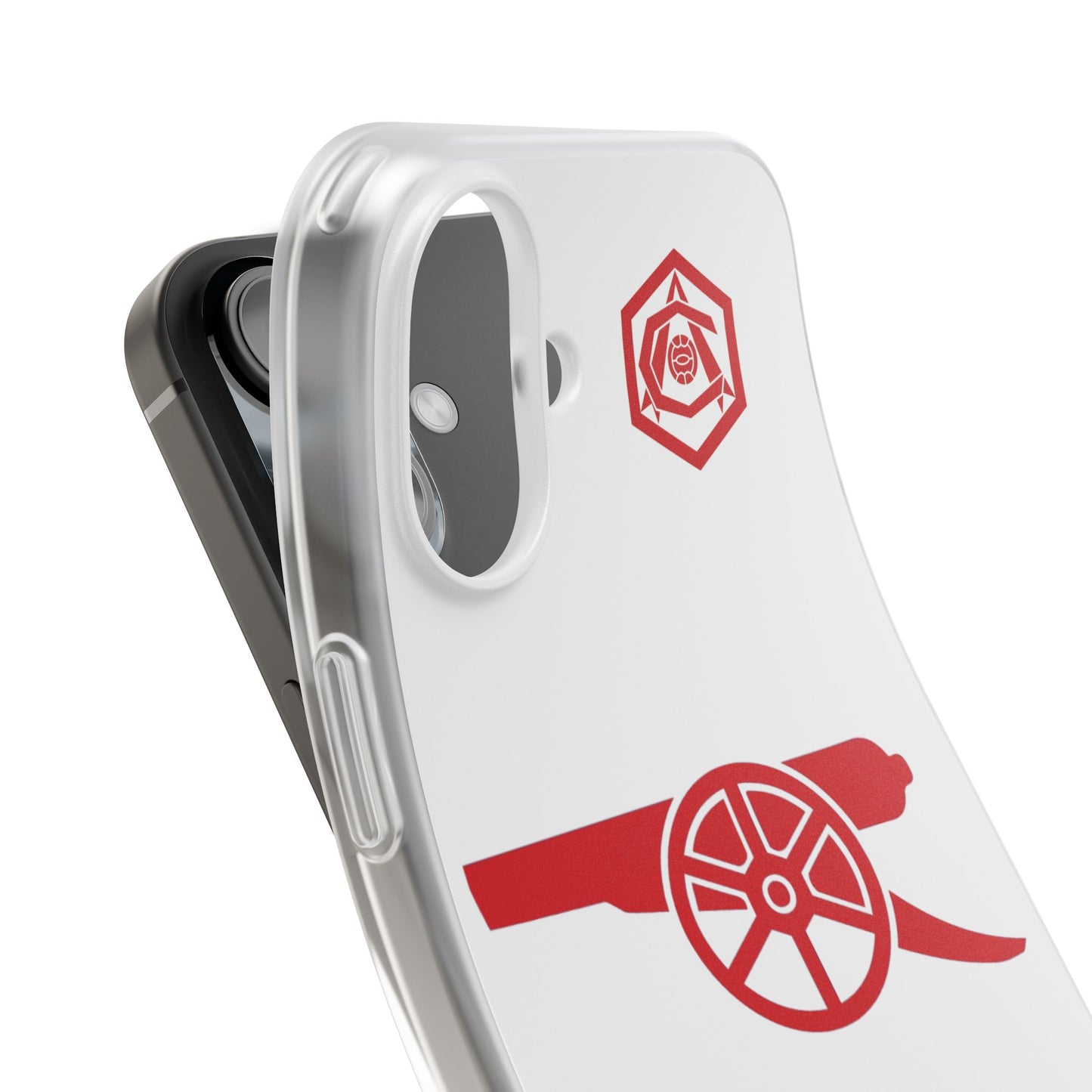 Arsenal Cannon & Monogram White iPhone Flexi Case - iPhone 16, 15, 14, Plus/Pro/Pro Max