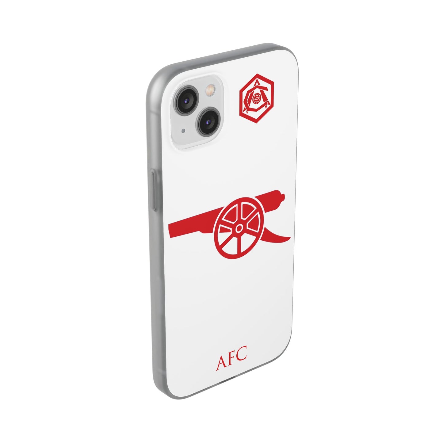 Arsenal Cannon & Monogram White iPhone Flexi Case - iPhone 16, 15, 14, Plus/Pro/Pro Max