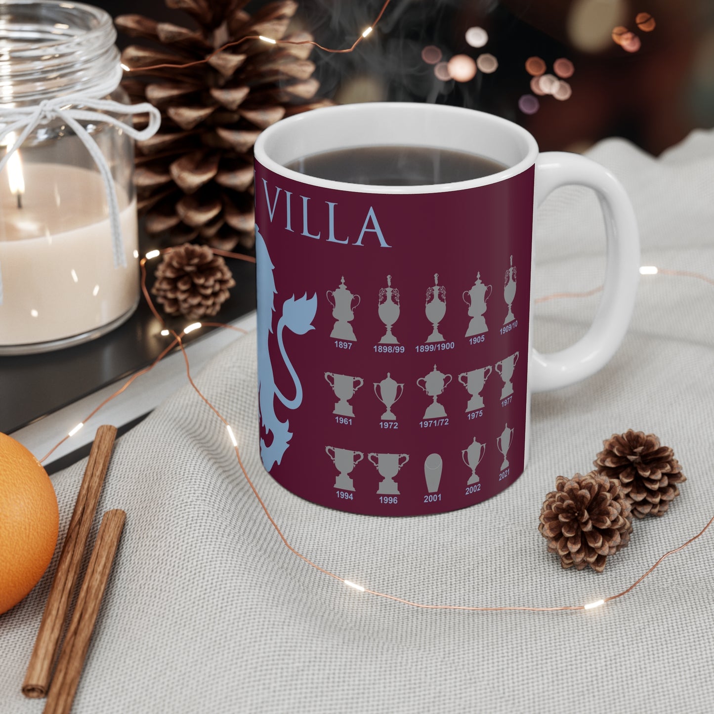 Aston Villa Trophies Collection & Lion Mug - Claret