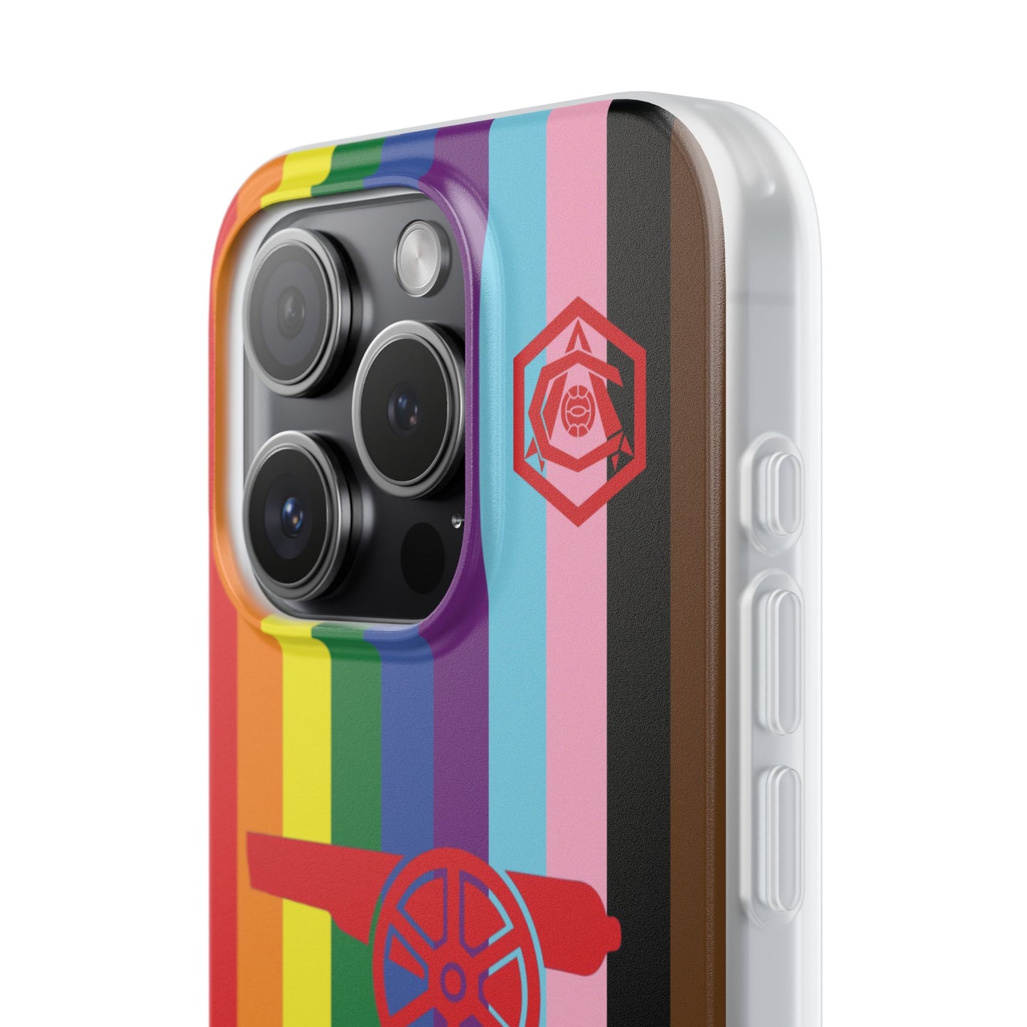 Arsenal Cannon & Monogram Rainbow iPhone Flexi Case - iPhone 16, 15, 14, Plus/Pro/Pro Max