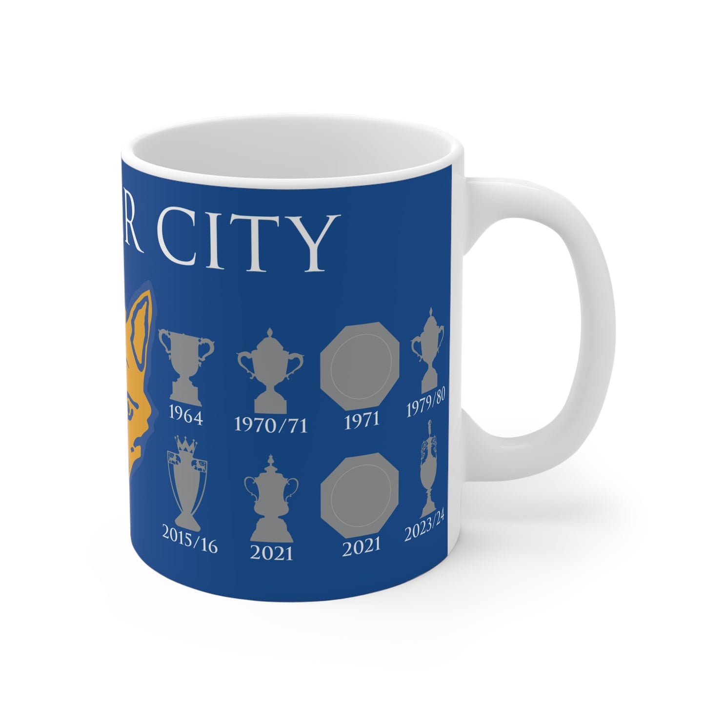 Leicester City Trophies & Fox Mug - Blue