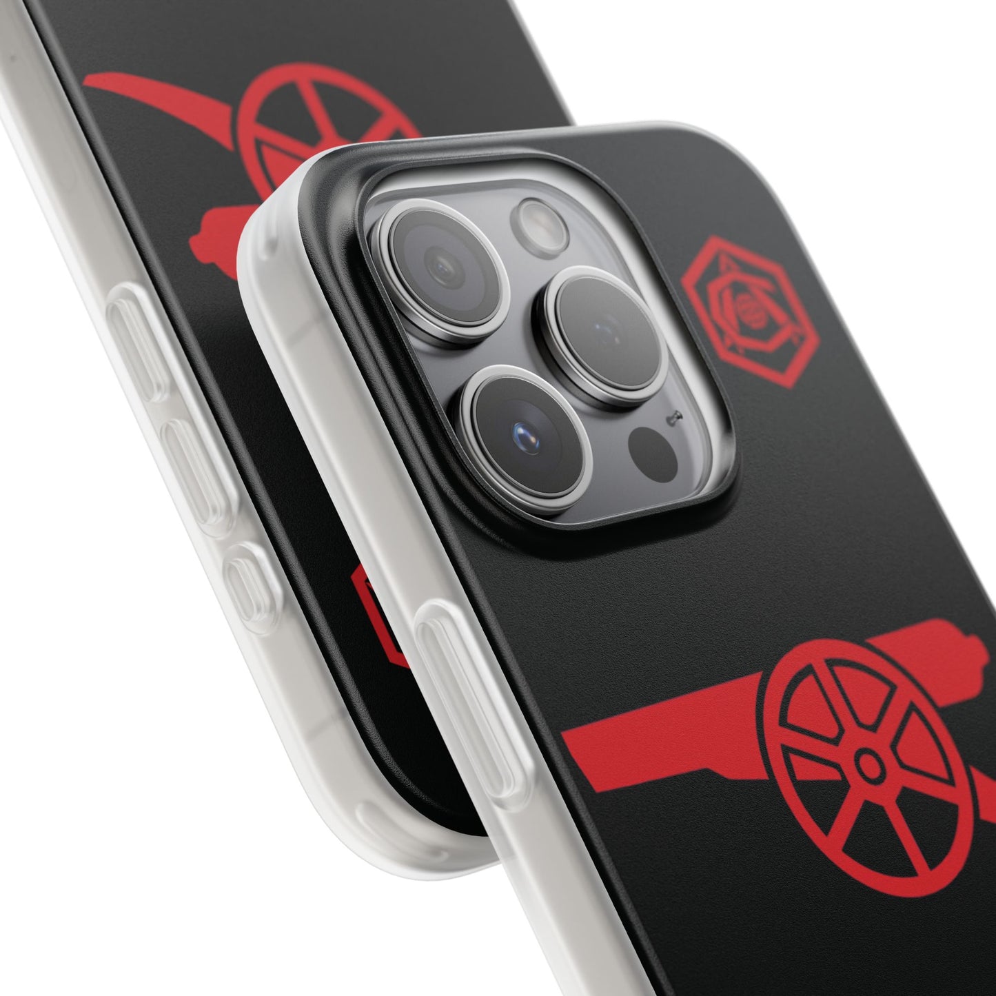 Arsenal Cannon & Monogram Black iPhone Flexi Case - iPhone 16, 15, 14, Plus/Pro/Pro Max