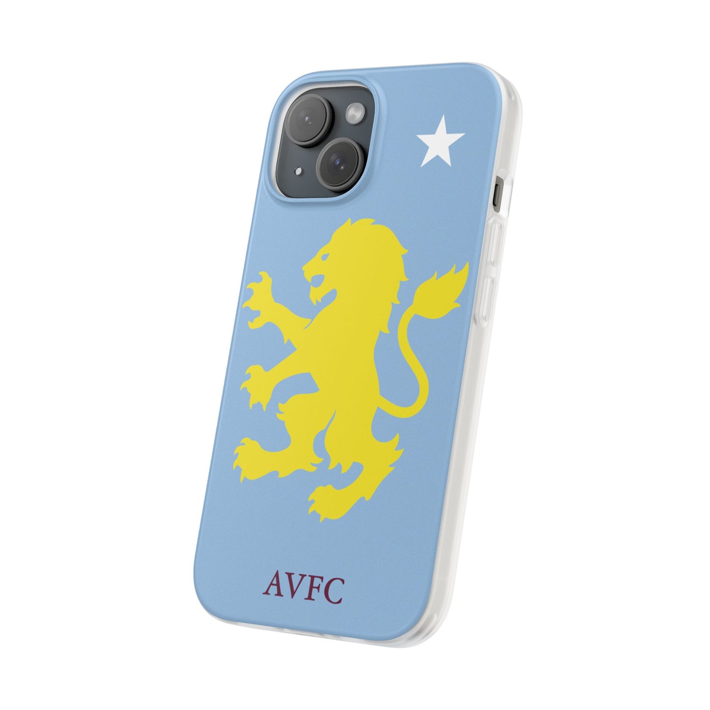 Aston Villa iPhone Flexi Case - iPhone 16, 15, 14, Plus/Pro/Pro Max - Blue, Yellow Lion