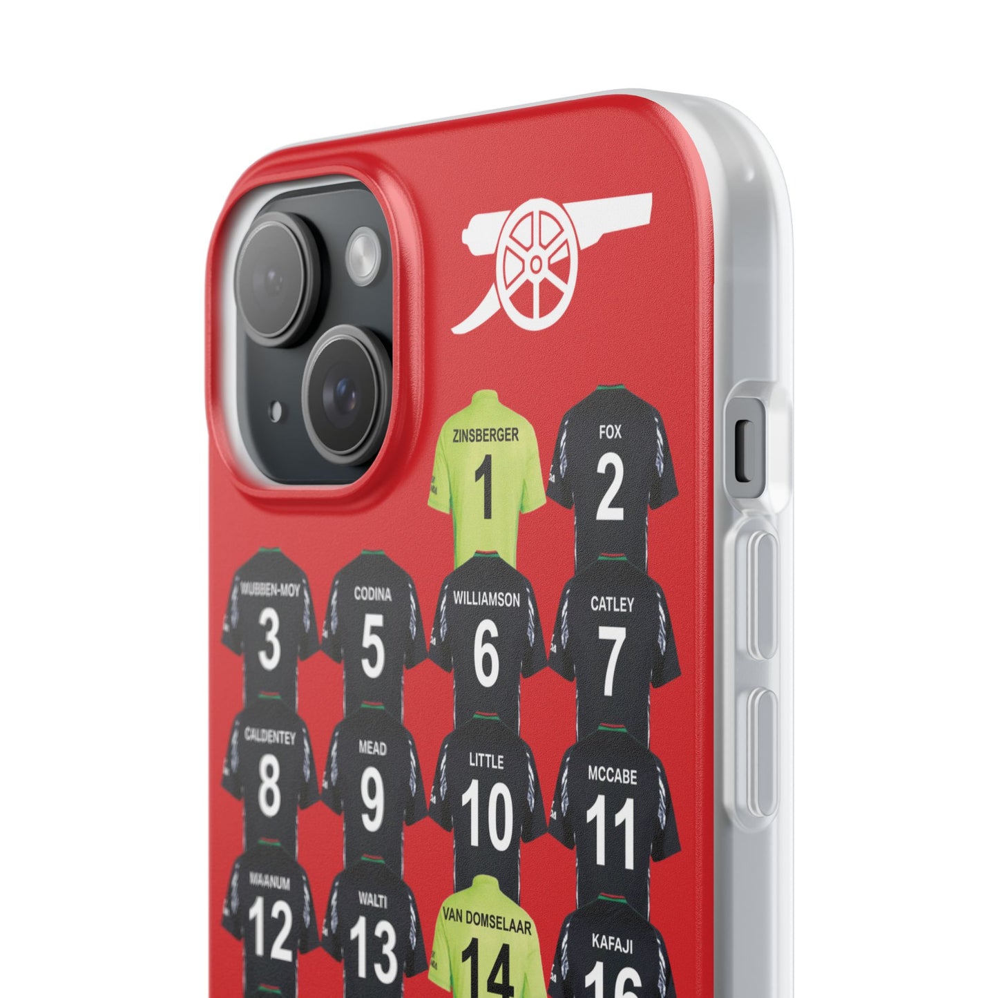 Arsenal Women Away Kit iPhone Flexi Case - iPhone 16, 15, 14, 13, 12, Mini/Plus/Pro/Pro Max - Red