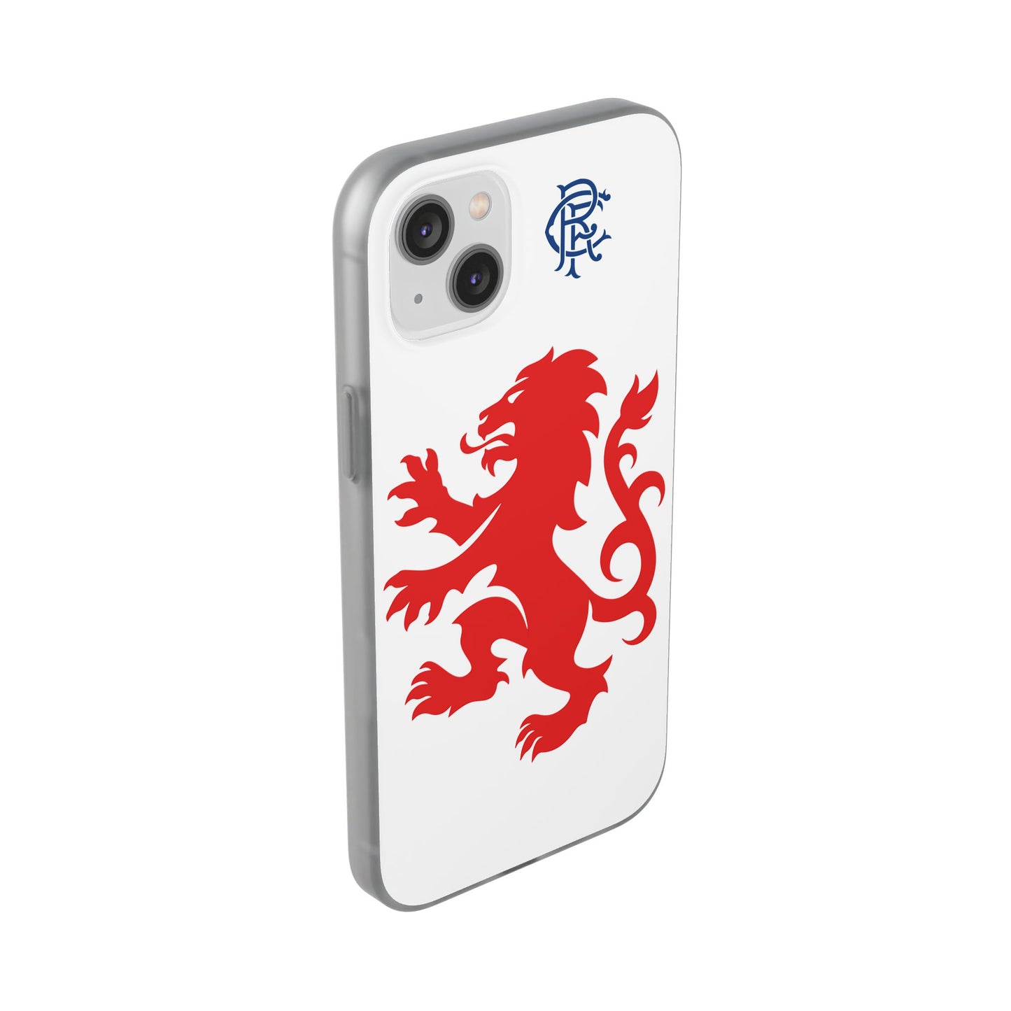 Rangers Lion & Monogram White iPhone Flexi Case - iPhone 16, 15, 14, Plus/Pro/Pro Max