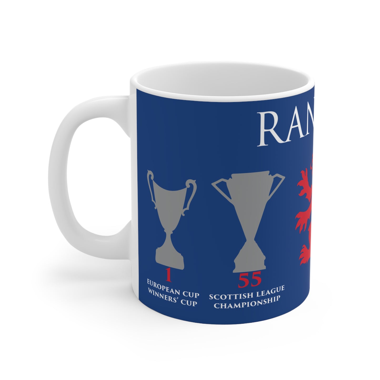 Rangers Trophies & Lion Mug - Blue