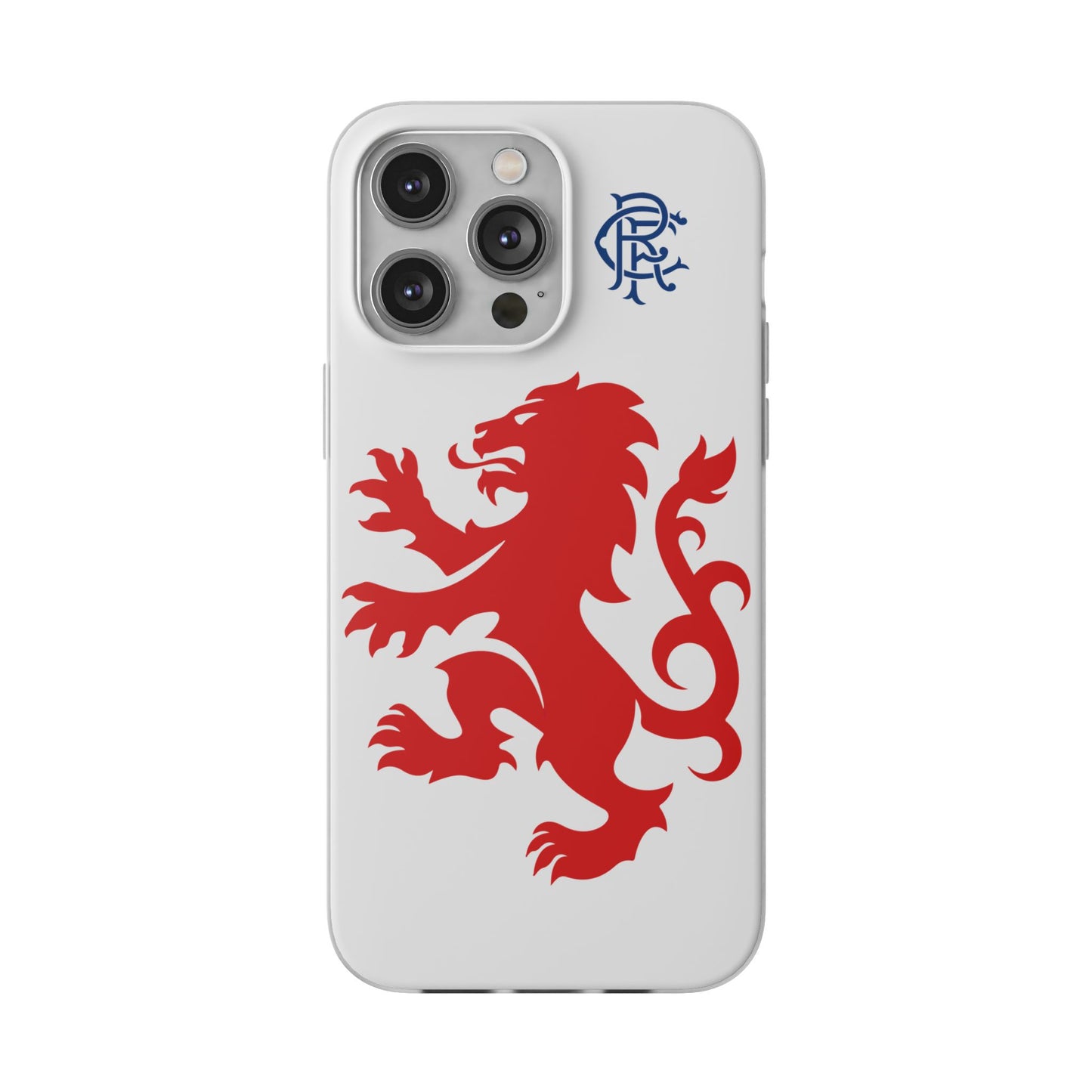 Rangers Lion & Monogram White iPhone Flexi Case - iPhone 16, 15, 14, Plus/Pro/Pro Max