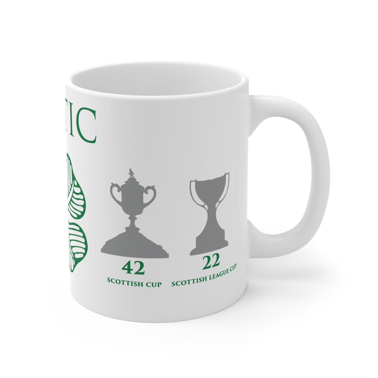 Celtic Trophies & Clover Mug - White