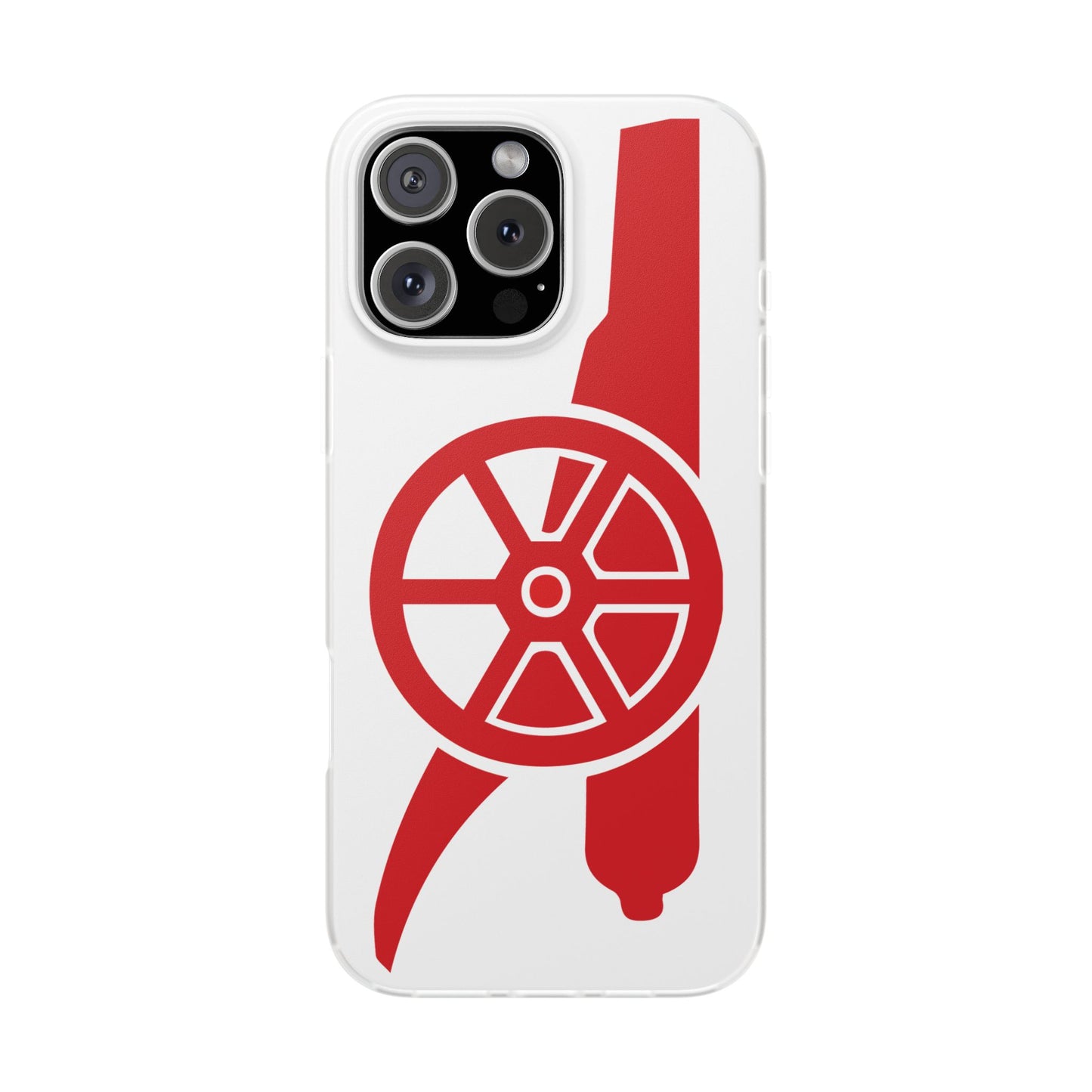 Arsenal Cannon White iPhone Flexi Case - iPhone 16, 15, 14, Plus/Pro/Pro Max