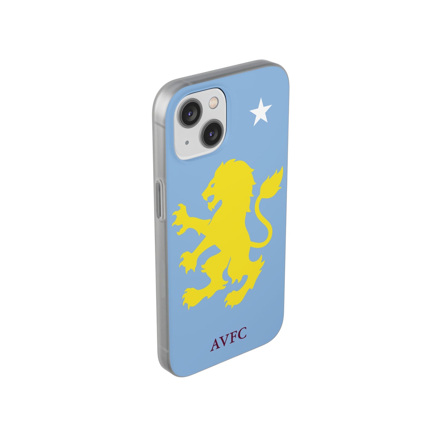 Aston Villa iPhone Flexi Case - iPhone 16, 15, 14, Plus/Pro/Pro Max - Blue, Yellow Lion