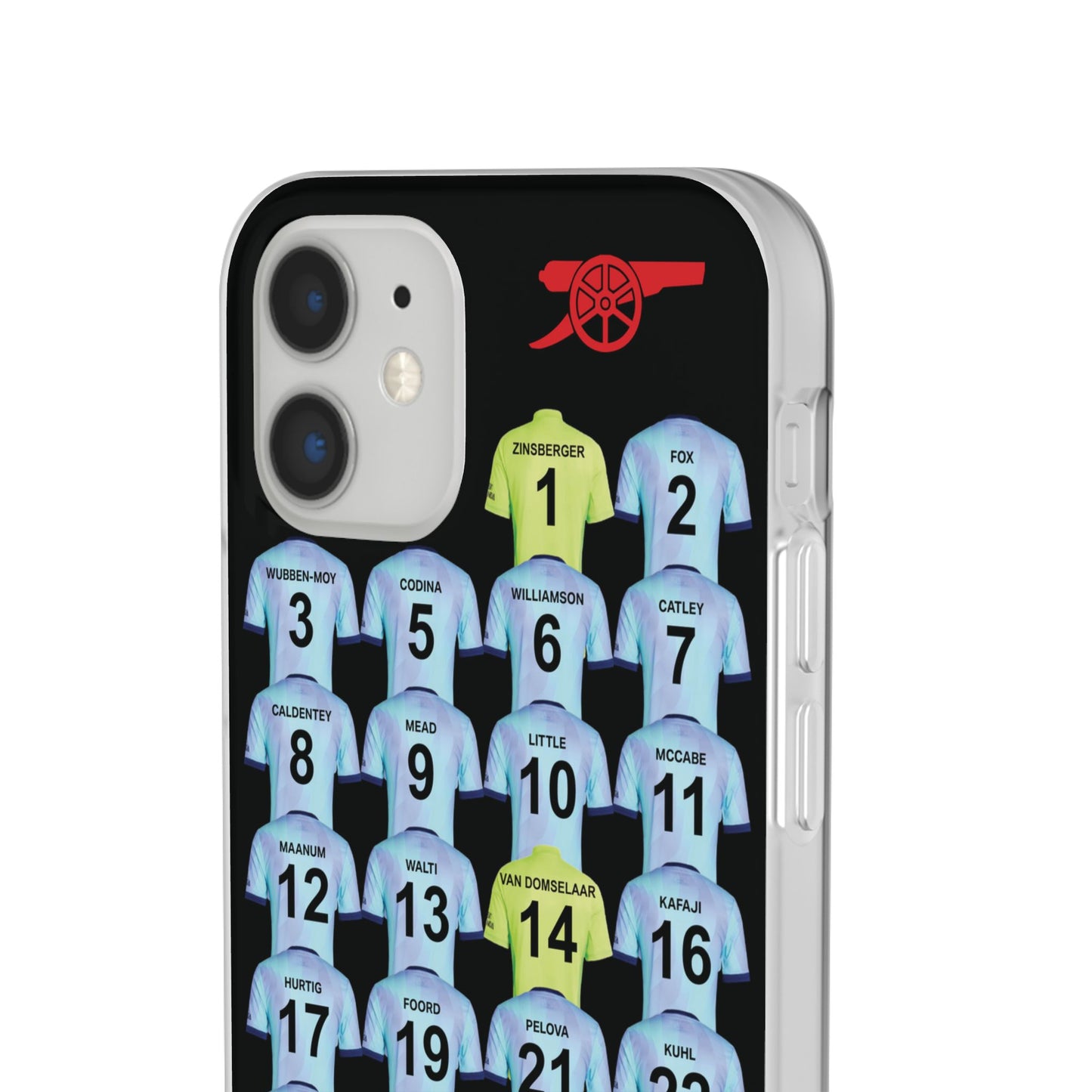 Arsenal Women Third Kit iPhone Flexi Case - iPhone 16, 15, 14, 13, 12, Mini/Plus/Pro/Pro Max - Black