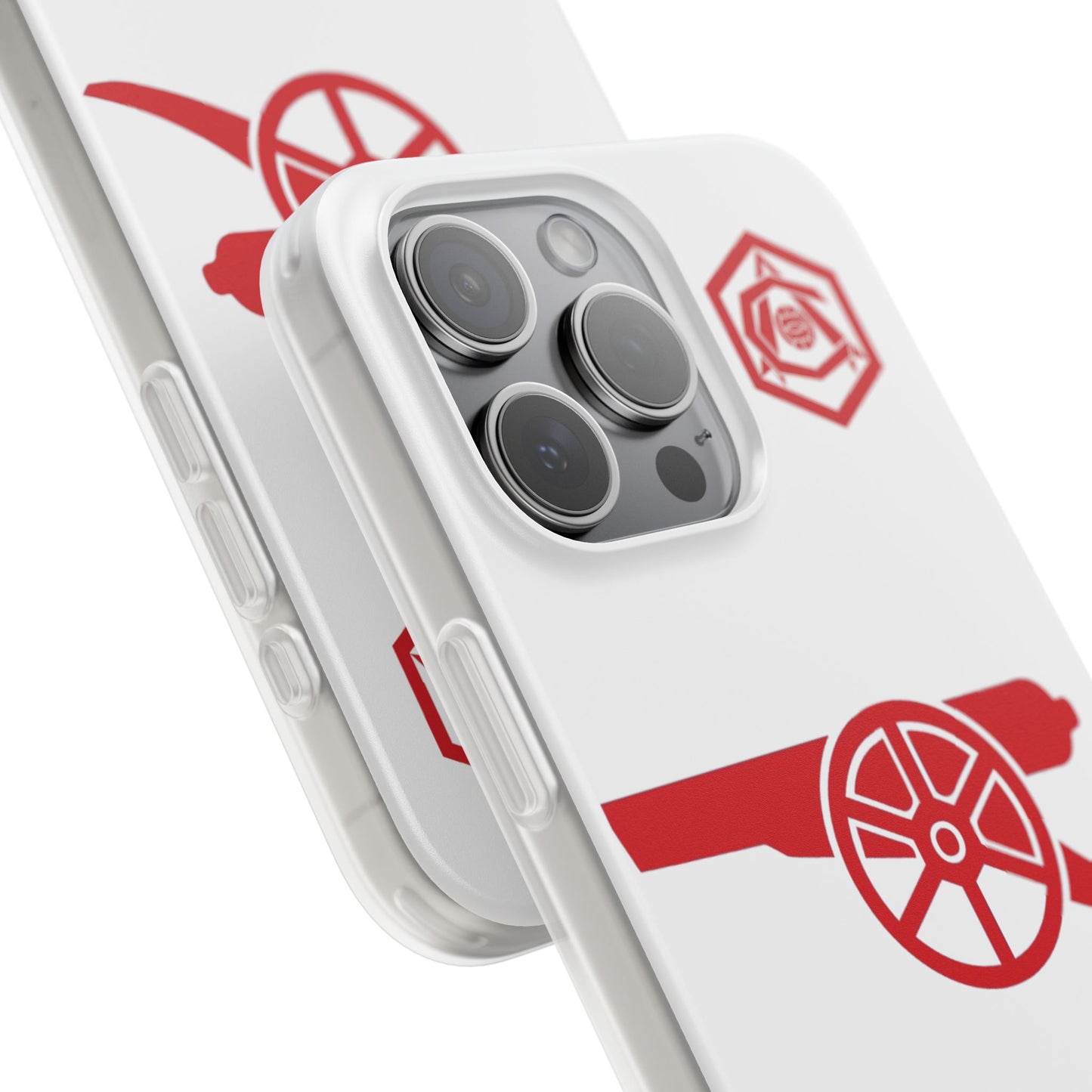 Arsenal Cannon & Monogram White iPhone Flexi Case - iPhone 16, 15, 14, Plus/Pro/Pro Max