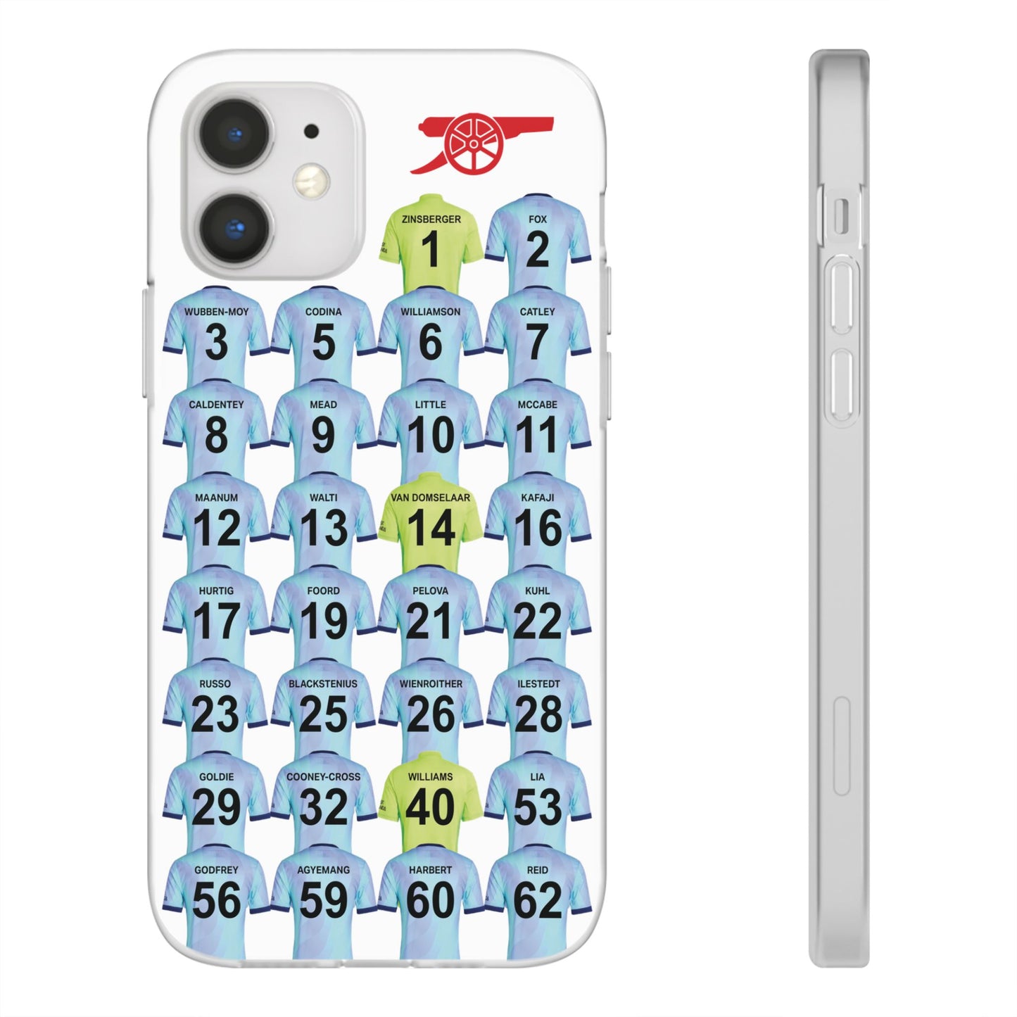 Arsenal Women Third Kit iPhone Flexi Case - iPhone 16, 15, 14, 13, 12, Mini/Plus/Pro/Pro Max - White