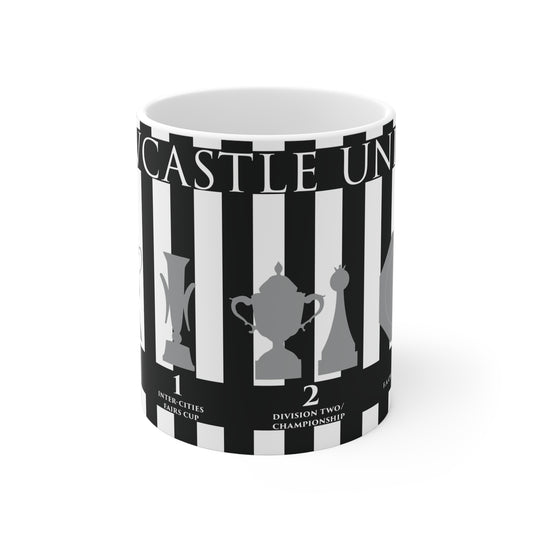 Newcastle United Trophies Mug - Stripes - White Text