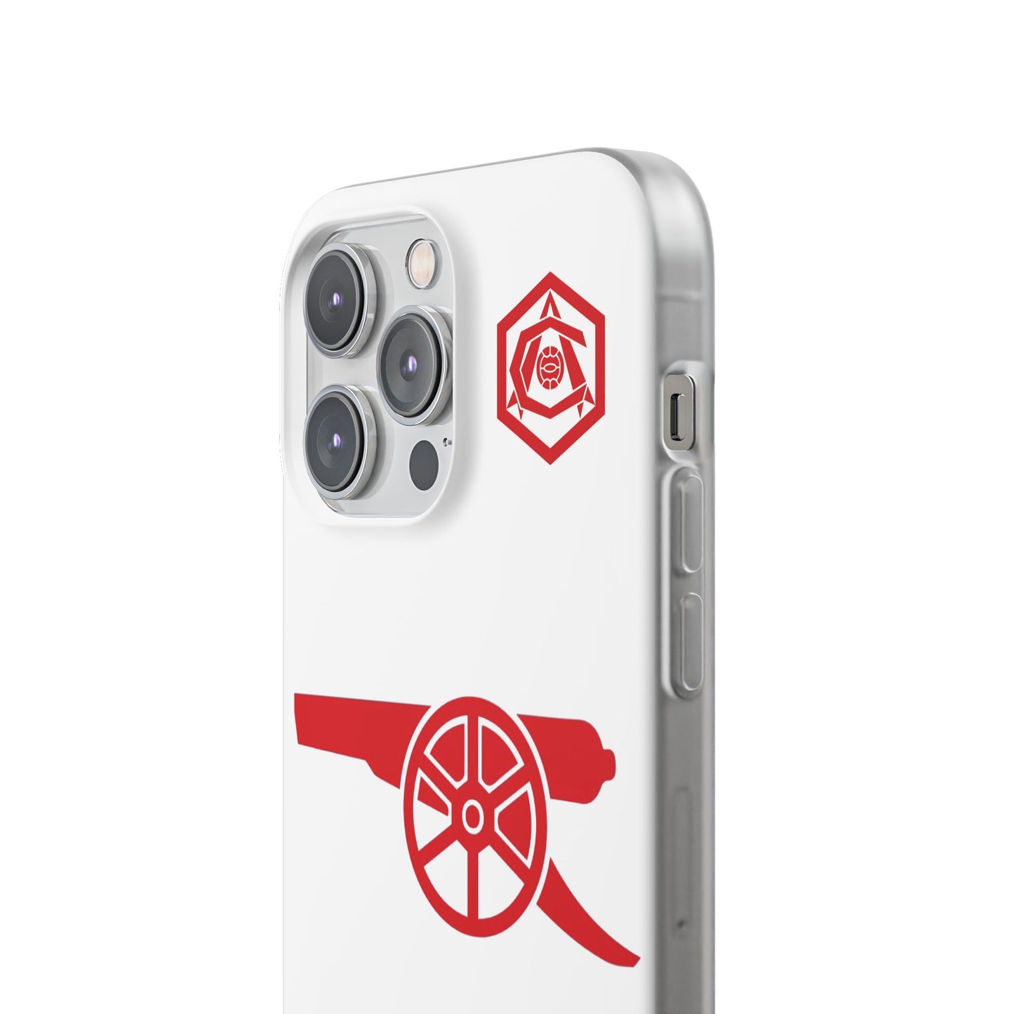 Arsenal Cannon & Monogram White iPhone Flexi Case - iPhone 16, 15, 14, Plus/Pro/Pro Max