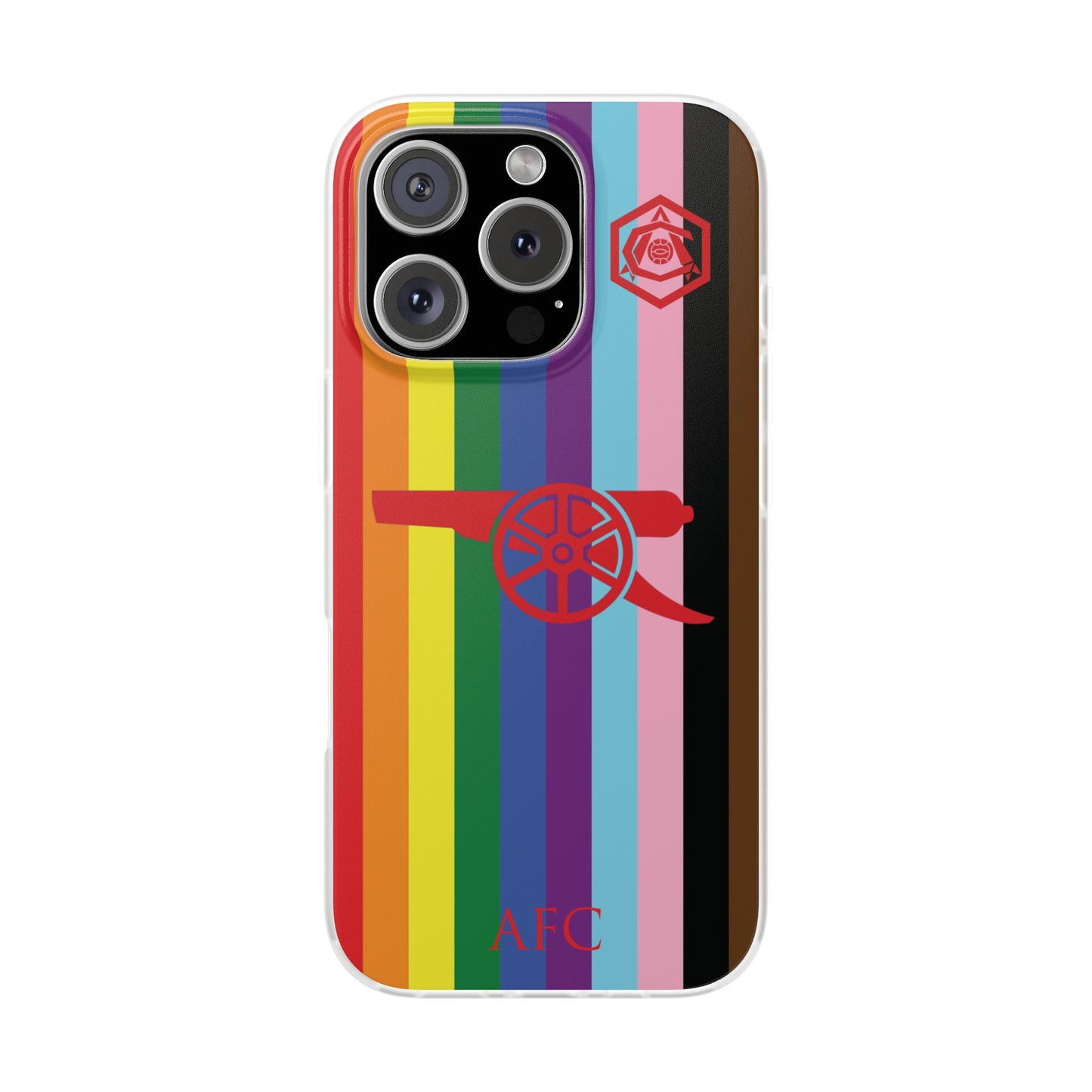 Arsenal Cannon & Monogram Rainbow iPhone Flexi Case - iPhone 16, 15, 14, Plus/Pro/Pro Max