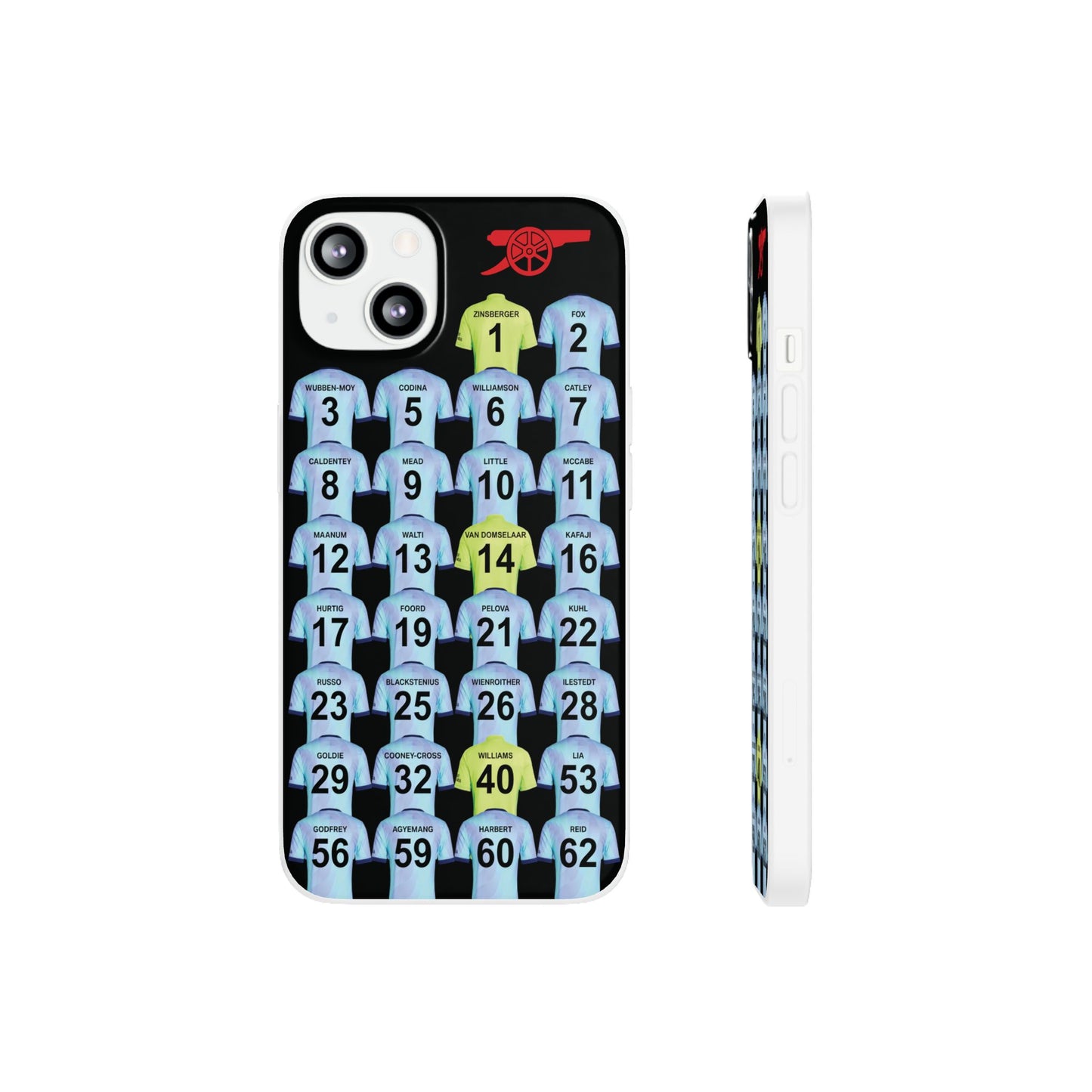 Arsenal Women Third Kit iPhone Flexi Case - iPhone 16, 15, 14, 13, 12, Mini/Plus/Pro/Pro Max - Black