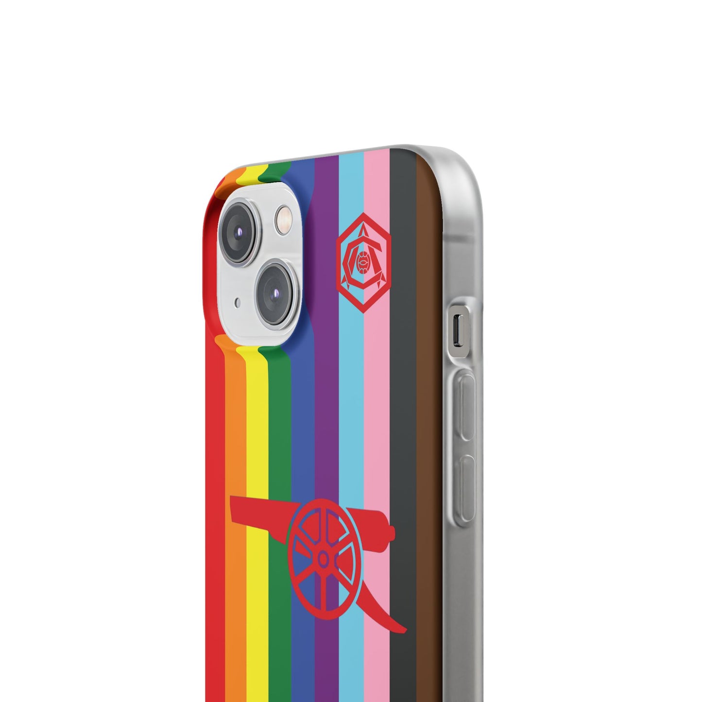 Arsenal Cannon & Monogram Rainbow iPhone Flexi Case - iPhone 16, 15, 14, Plus/Pro/Pro Max