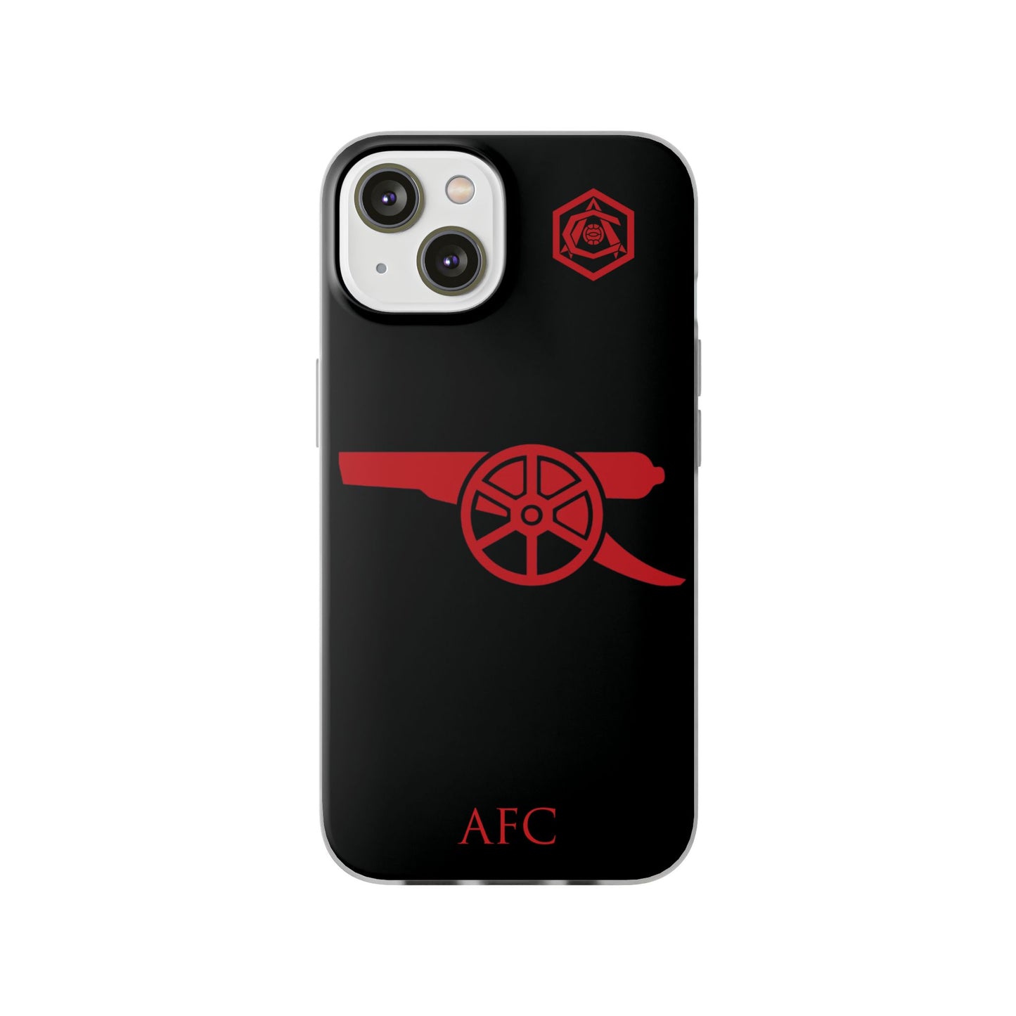 Arsenal Cannon & Monogram Black iPhone Flexi Case - iPhone 16, 15, 14, Plus/Pro/Pro Max