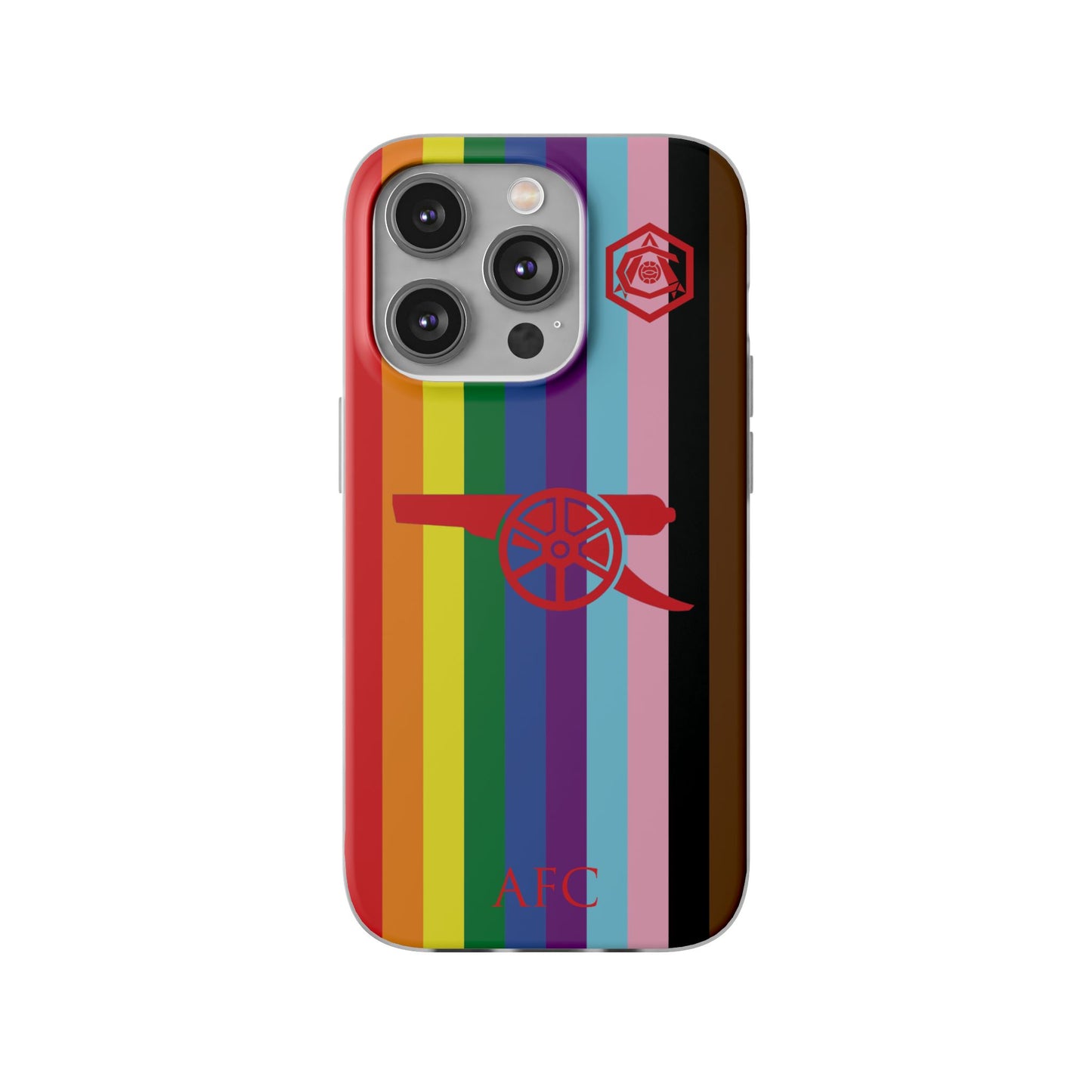 Arsenal Cannon & Monogram Rainbow iPhone Flexi Case - iPhone 16, 15, 14, Plus/Pro/Pro Max