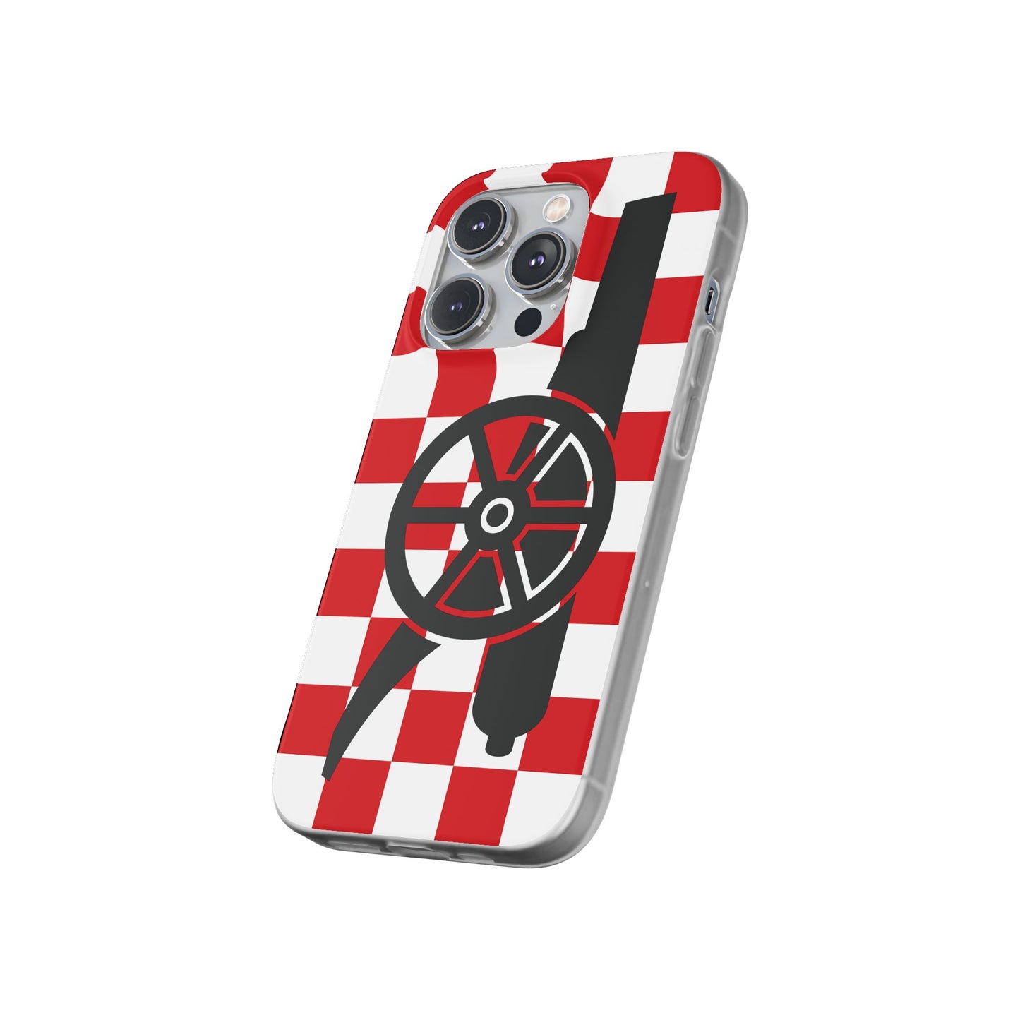 Arsenal Cannon Red & White Chequered iPhone Flexi Case - iPhone 16, 15, 14, Plus/Pro/Pro Max