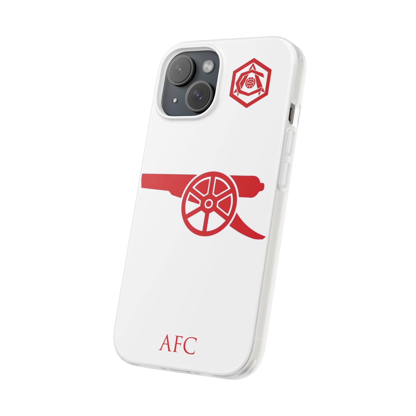 Arsenal Cannon & Monogram White iPhone Flexi Case - iPhone 16, 15, 14, Plus/Pro/Pro Max