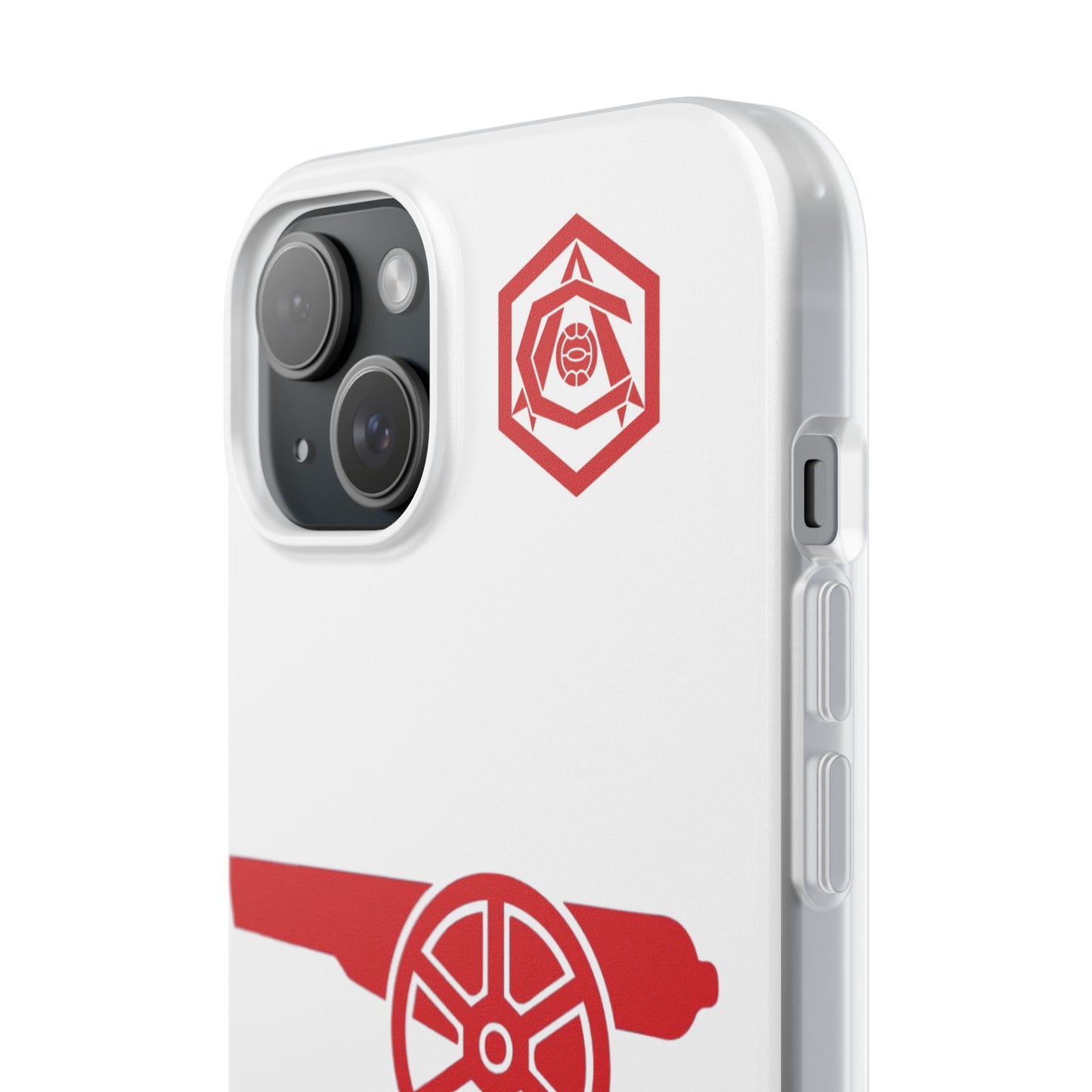 Arsenal Cannon & Monogram White iPhone Flexi Case - iPhone 16, 15, 14, Plus/Pro/Pro Max