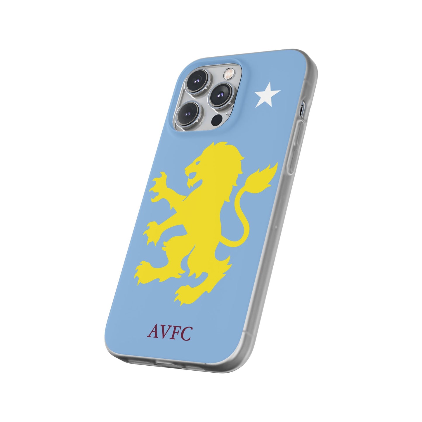 Aston Villa iPhone Flexi Case - iPhone 16, 15, 14, Plus/Pro/Pro Max - Blue, Yellow Lion