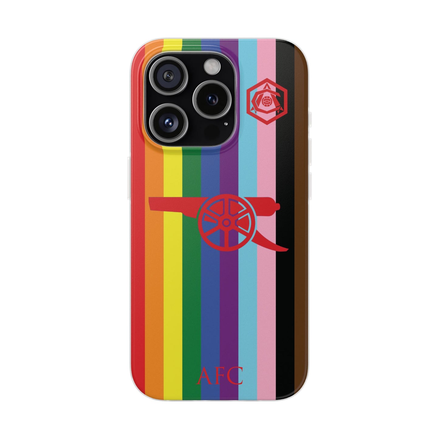 Arsenal Cannon & Monogram Rainbow iPhone Flexi Case - iPhone 16, 15, 14, Plus/Pro/Pro Max