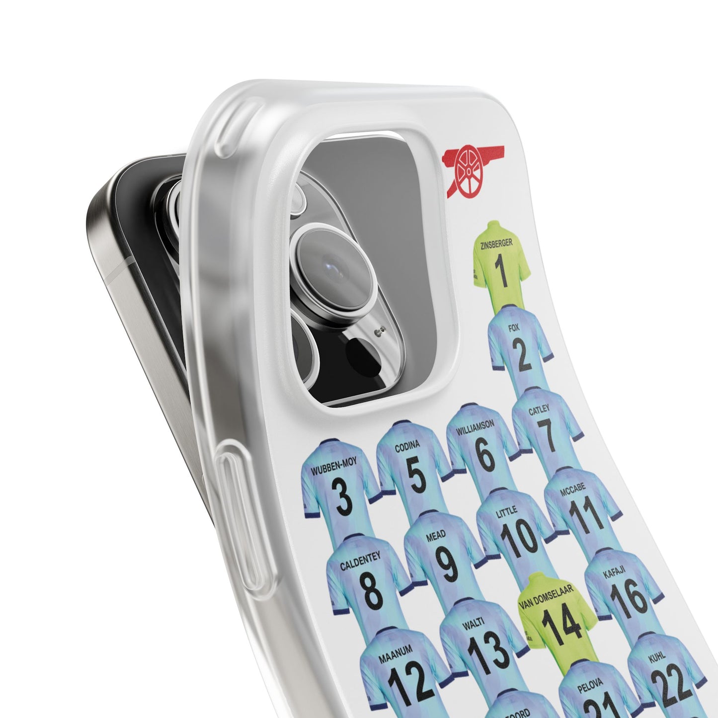 Arsenal Women Third Kit iPhone Flexi Case - iPhone 16, 15, 14, 13, 12, Mini/Plus/Pro/Pro Max - White