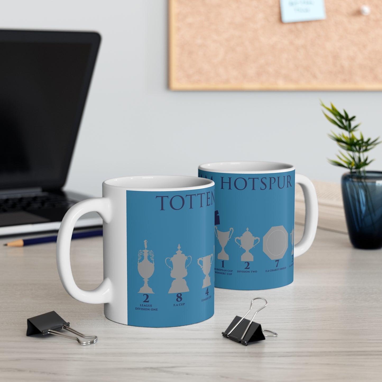 Tottenham Hotspur Trophies & Cockerel Mug - Cyan