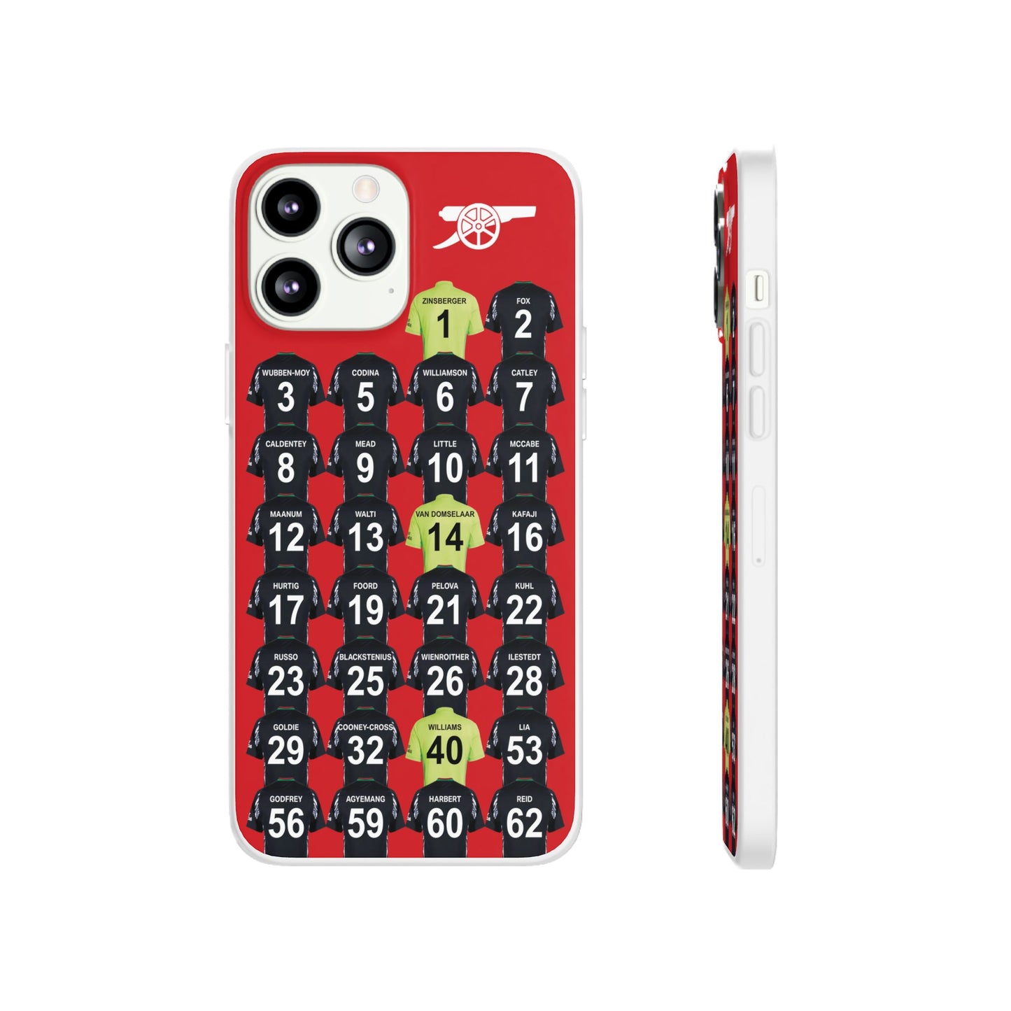 Arsenal Women Away Kit iPhone Flexi Case - iPhone 16, 15, 14, 13, 12, Mini/Plus/Pro/Pro Max - Red